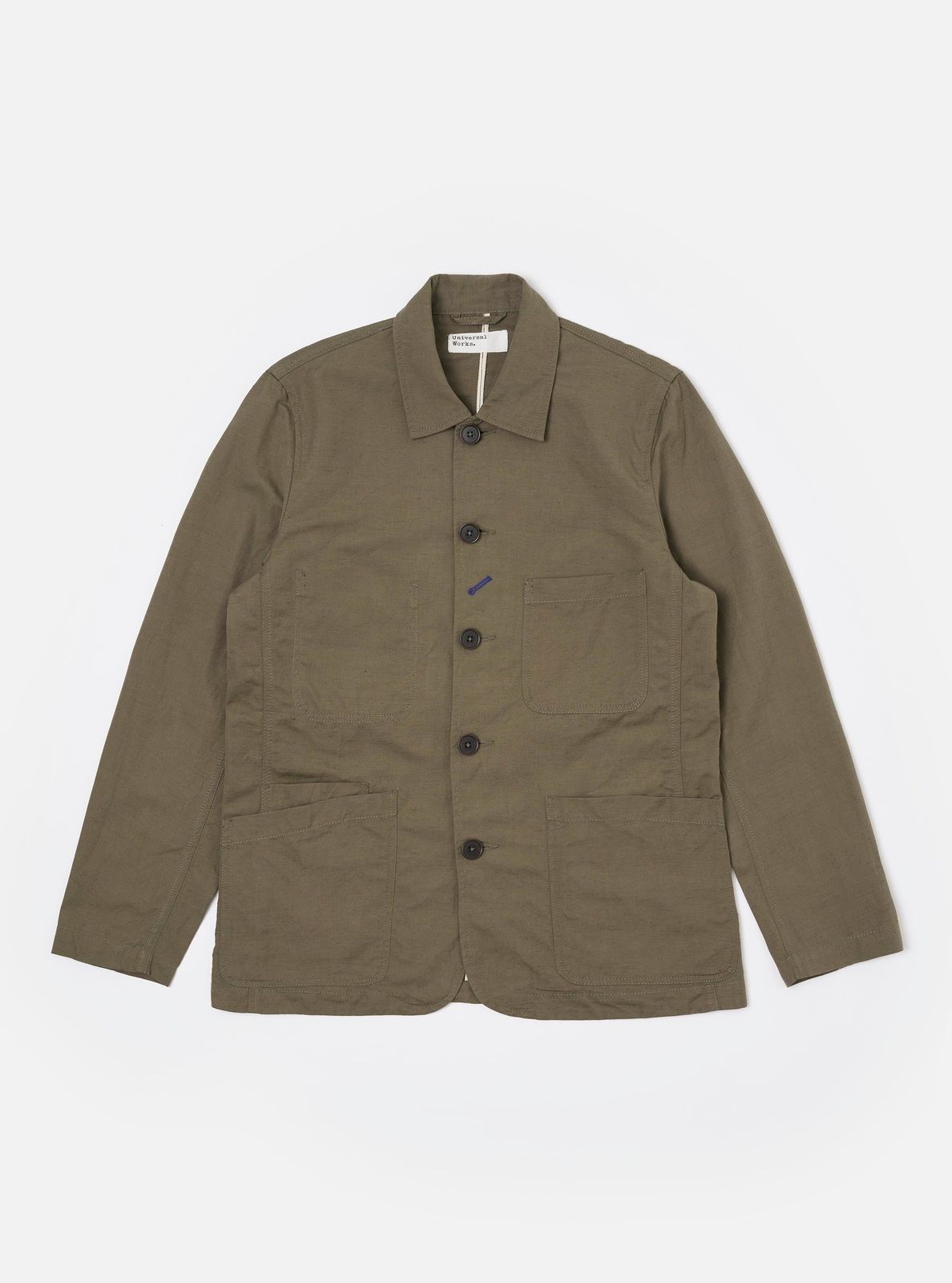 Olive Linen Slub Weave Bakers Chore Jacket