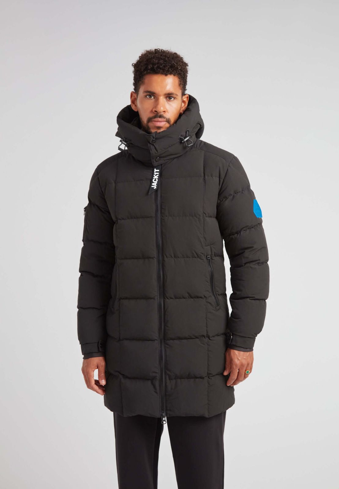 Ez Boxed Long Down Puffer Coat Matt Black