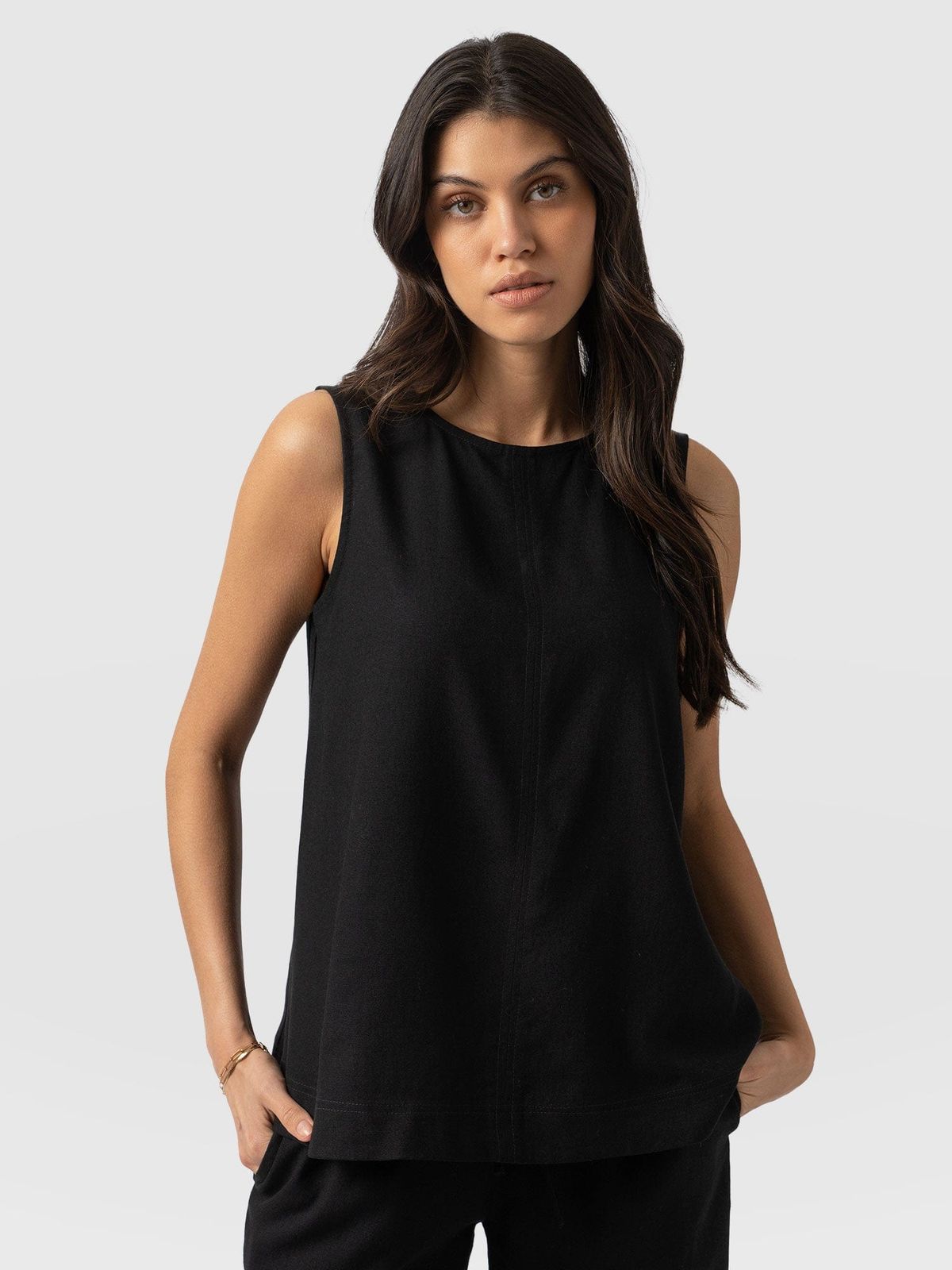 Corinne Linen Tunic - Black