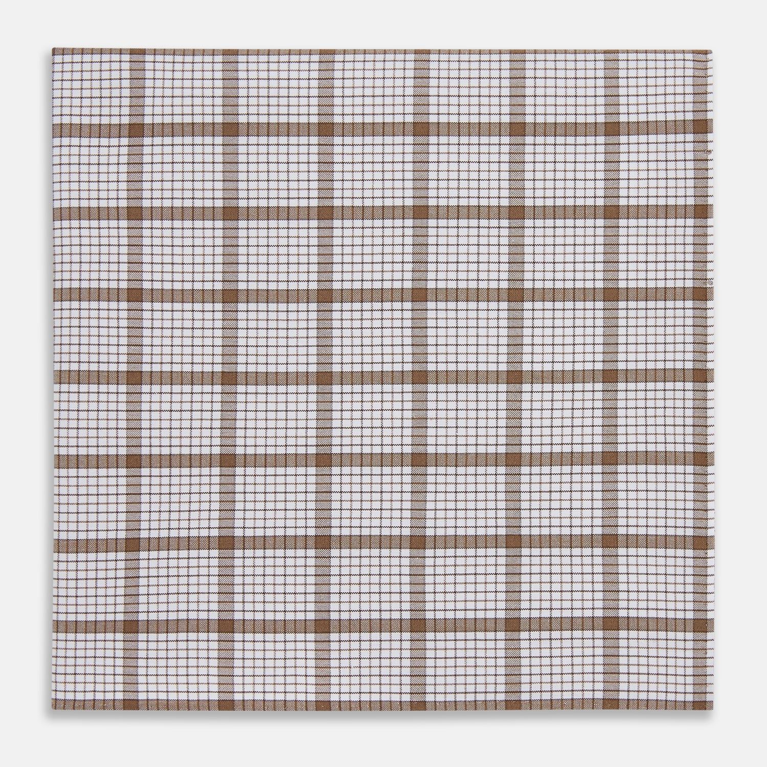 Hand Rolled Brown Overlay Check Handkerchief