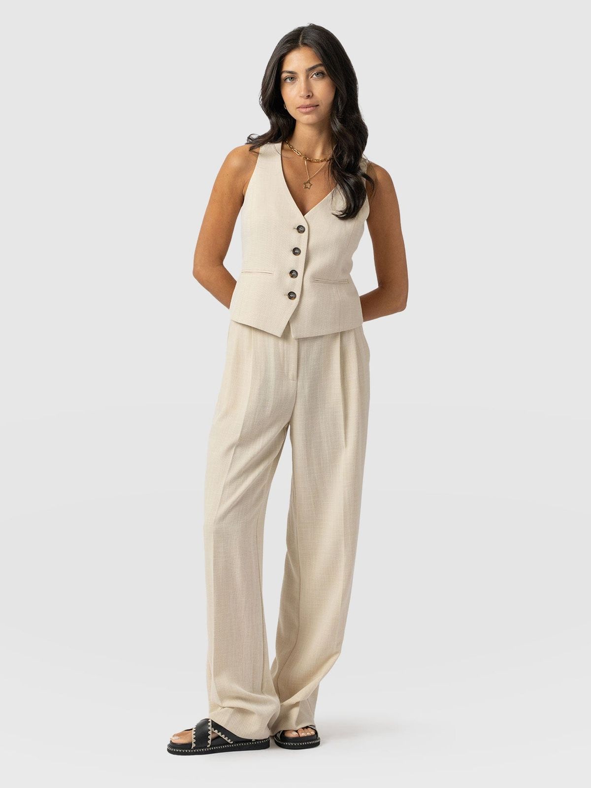 Argent Wide Leg Pant - Cream