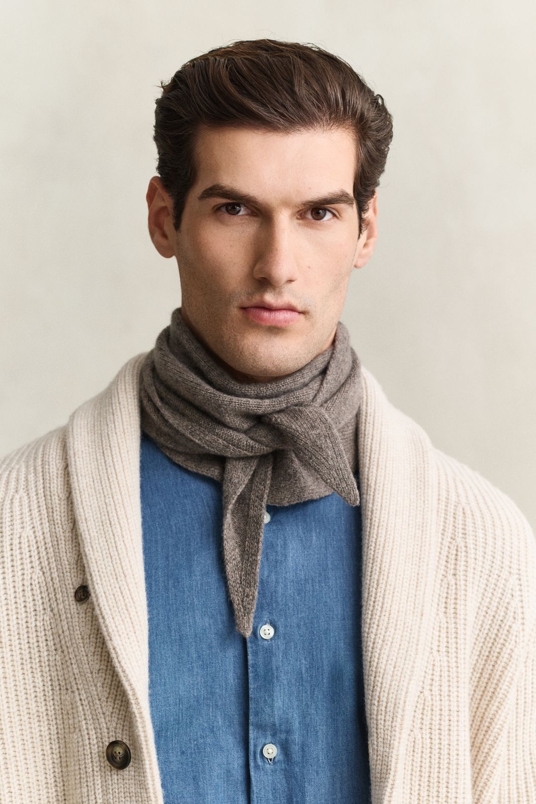 Cashmere Triangle Scarf - STONE MELANGE