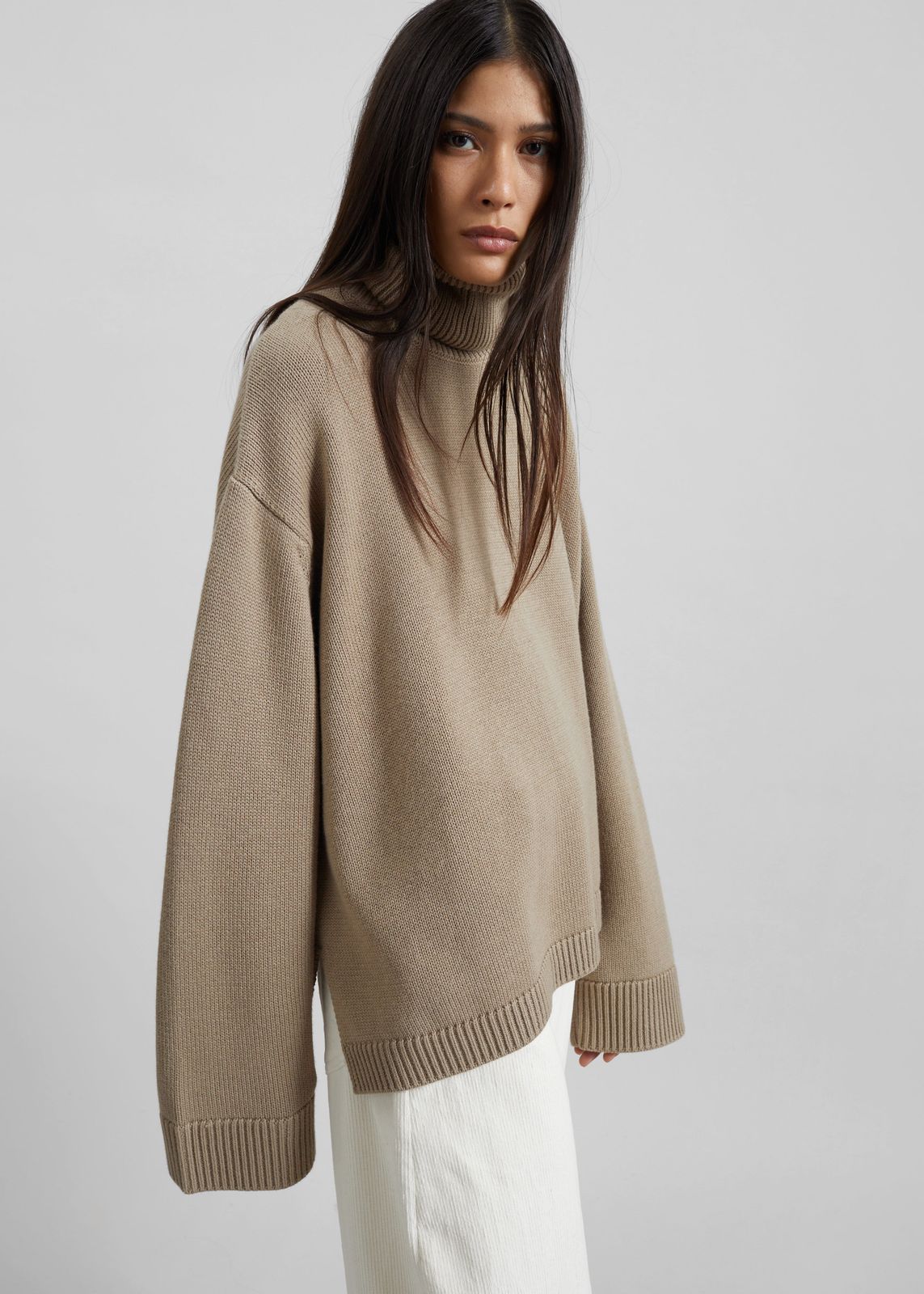 Rhea Trapeze Turtleneck - Beige