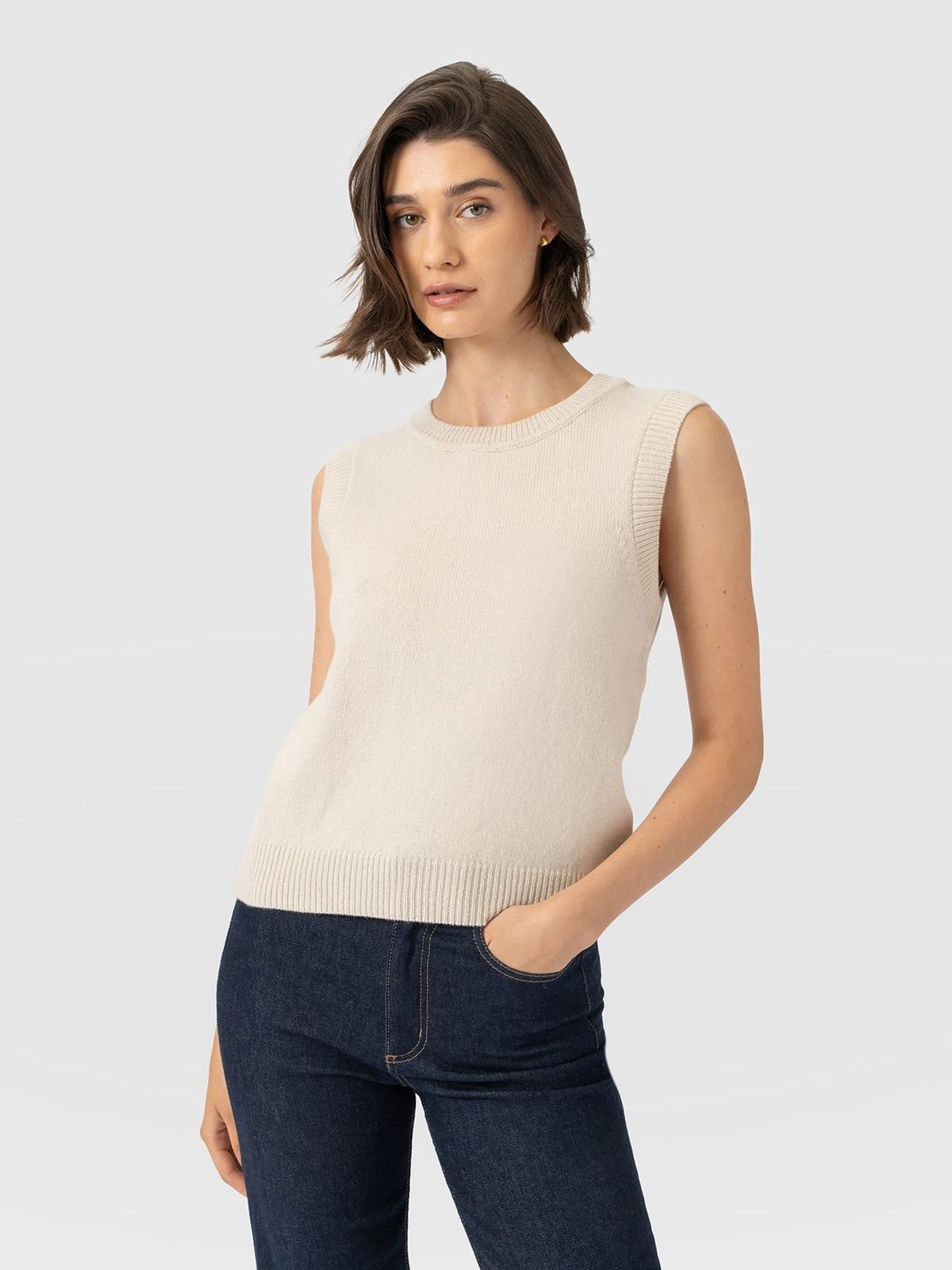 Oxford Cashmere Sleeveless Knit - Cream