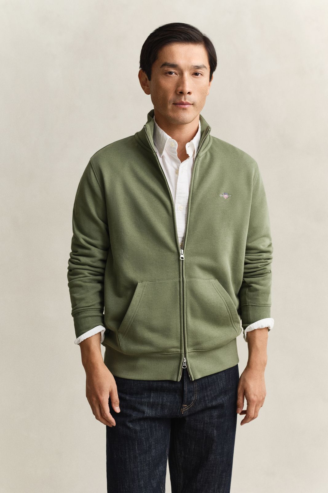 Shield Zip Sweatshirt - GREY MELANGE