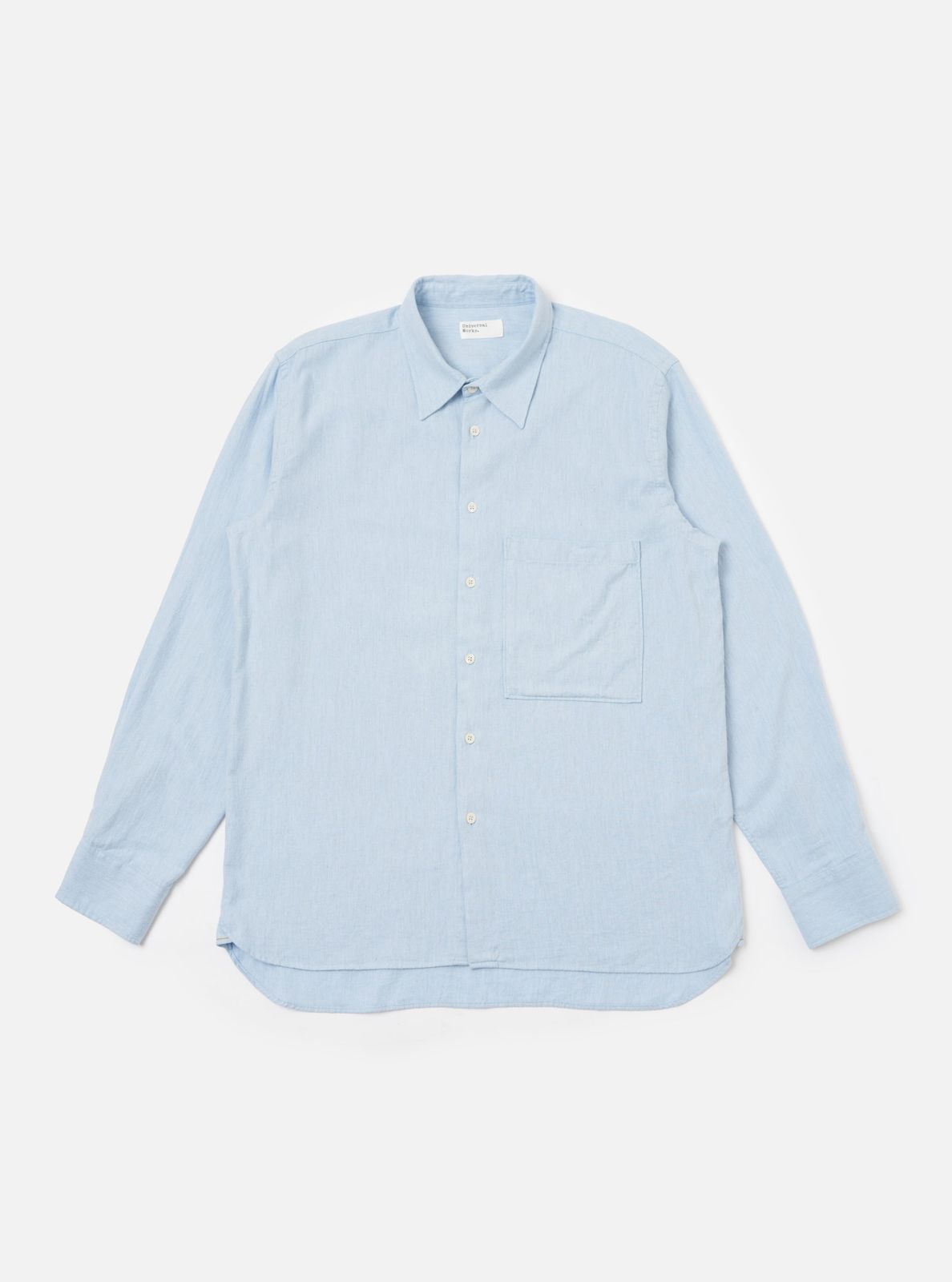 Light Blue Brushed Marl Twill Square Pocket Shirt