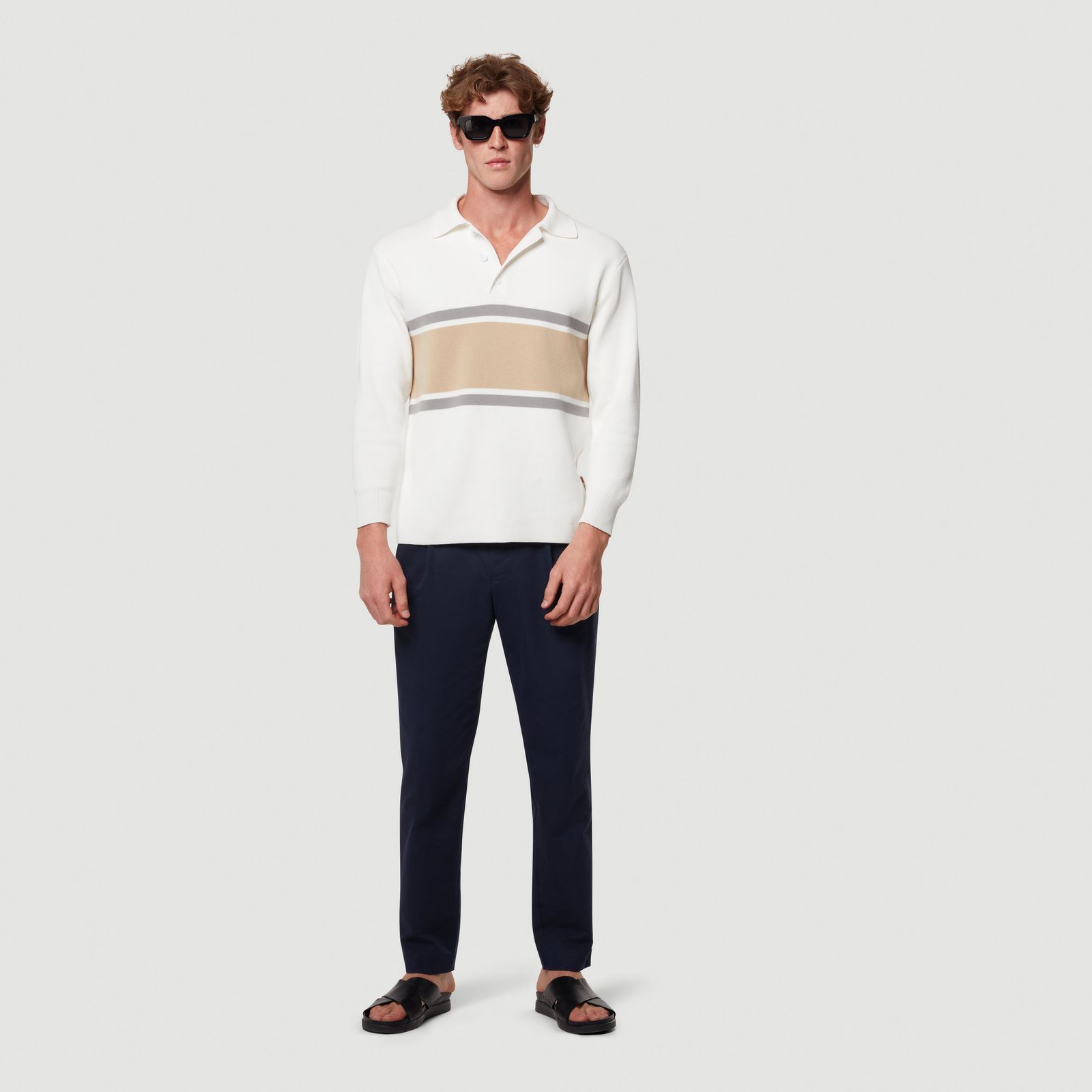 Knitted Rugby Polo - White