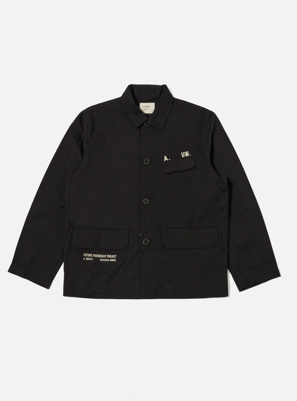 A. Society X Universal Works Black Twill Starline Jacket