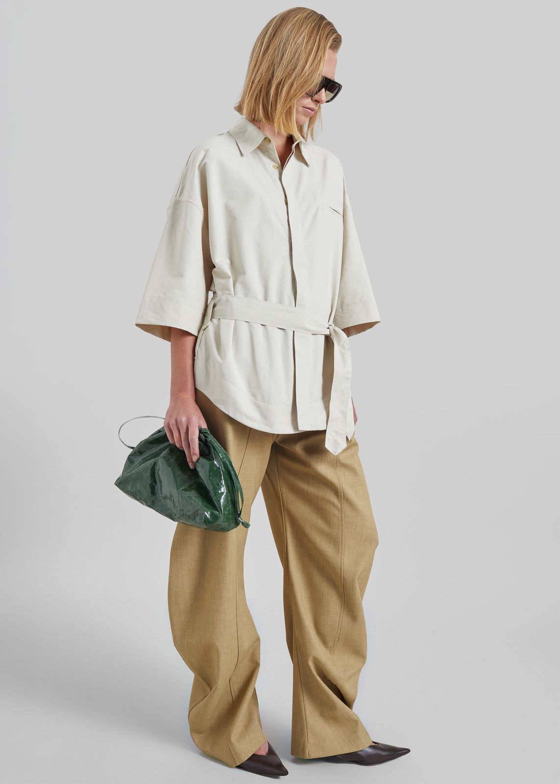 Odesa Belted Shirt - Light Beige