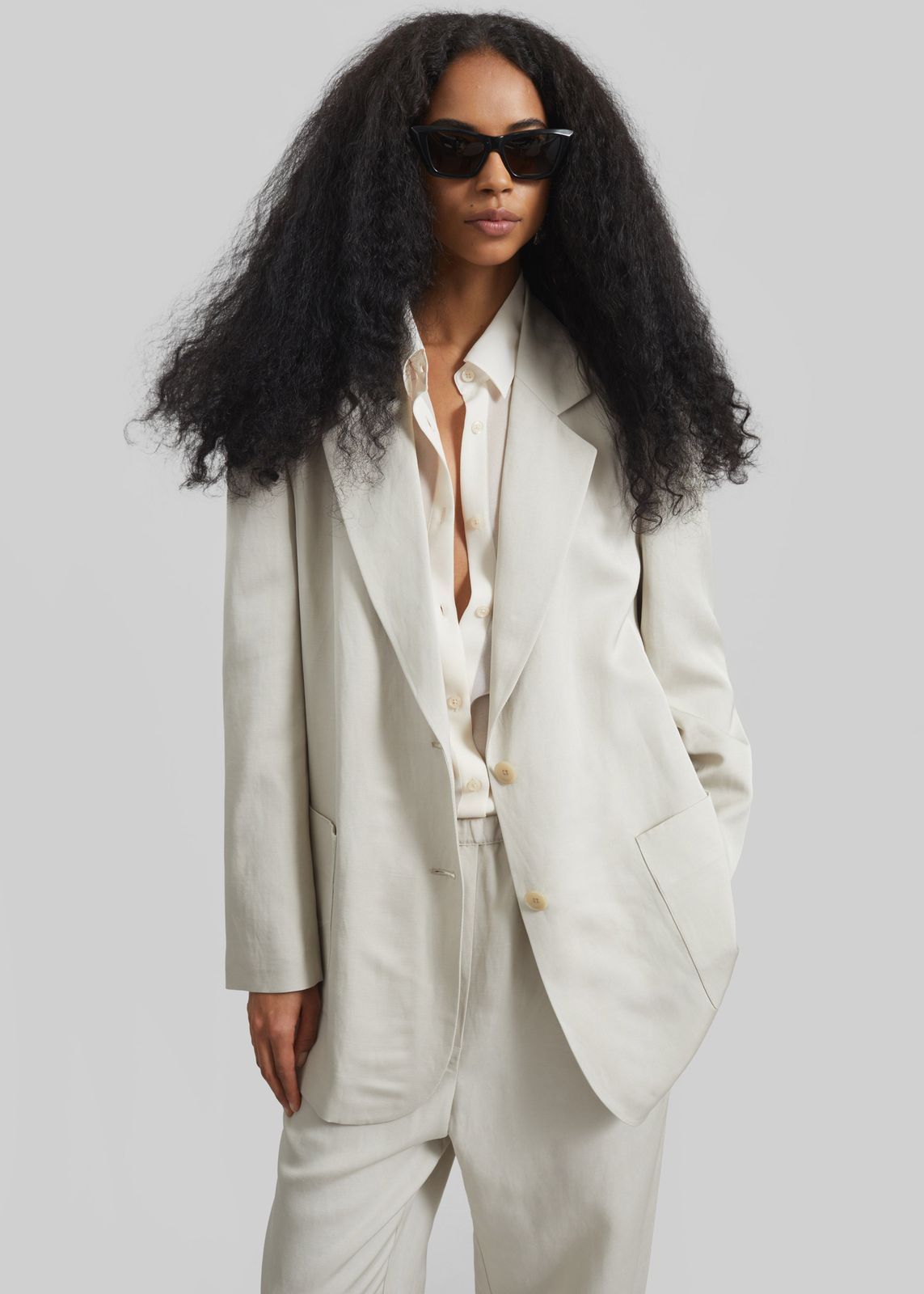 Bruna Linen Soft Blazer - Light Beige