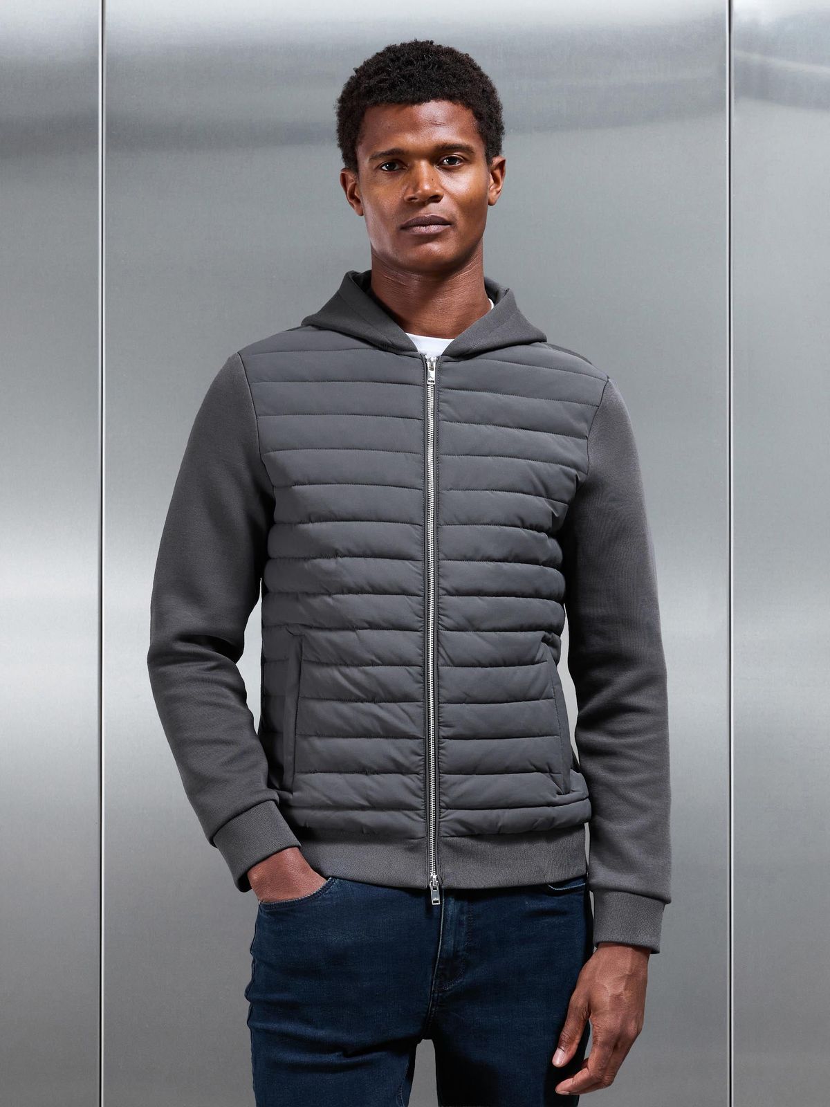 Hybrid Quilted Windbreaker in Grey
