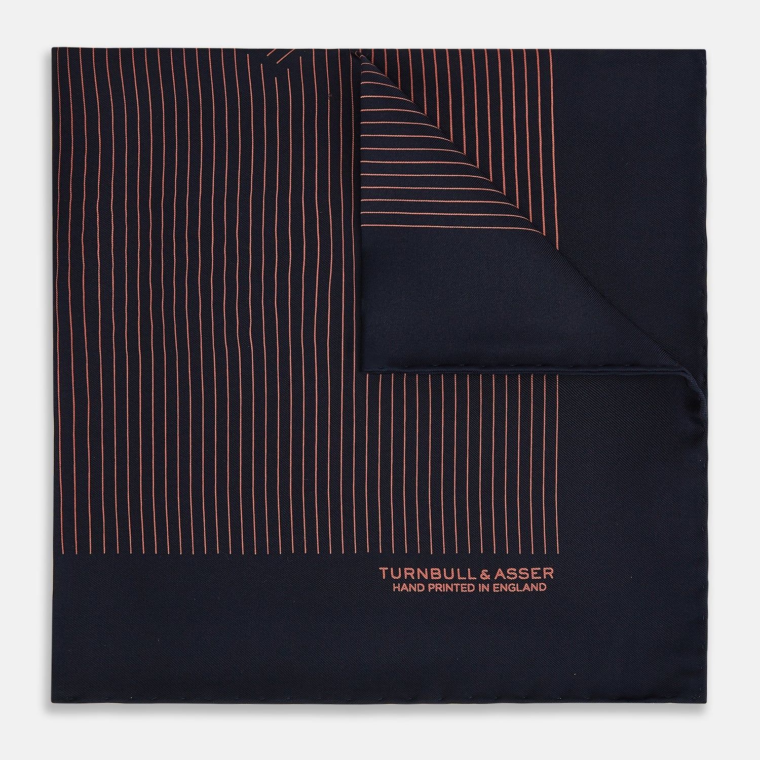Navy And Orange Stripe Silk Pocket Square