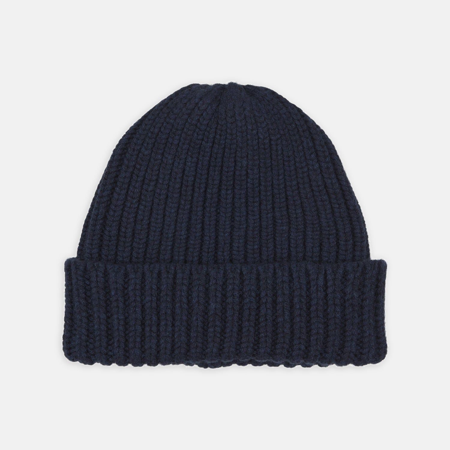 Navy Ribbed Cashmere Hat