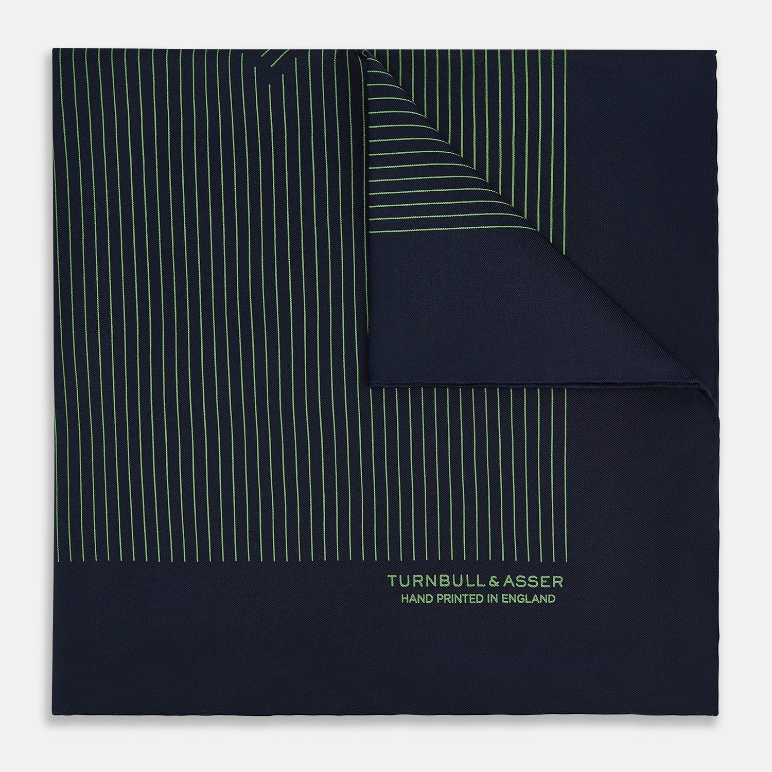 Navy And Fern Green Stripe Silk Pocket Square