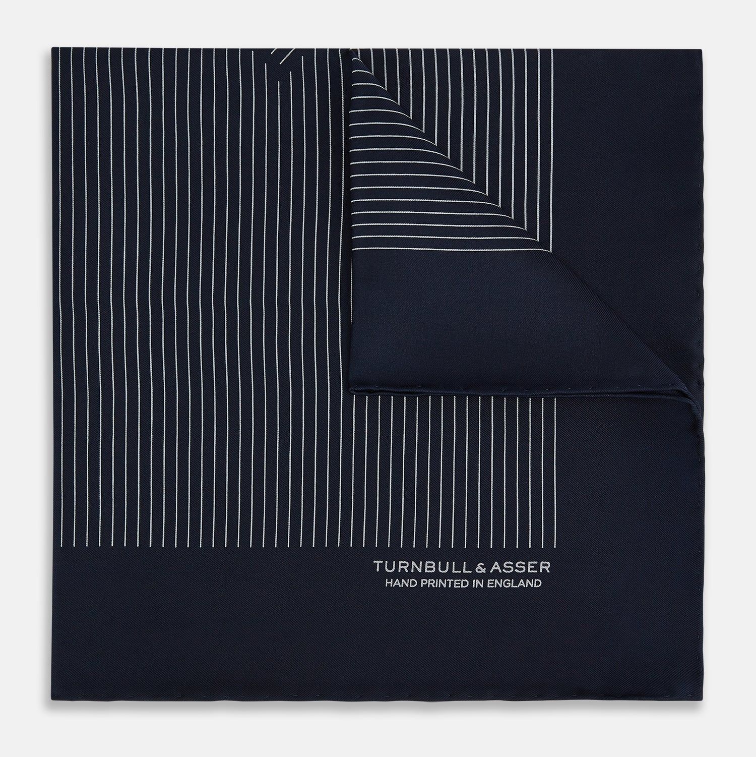 Navy And Grey Stripe Silk Pocket Square