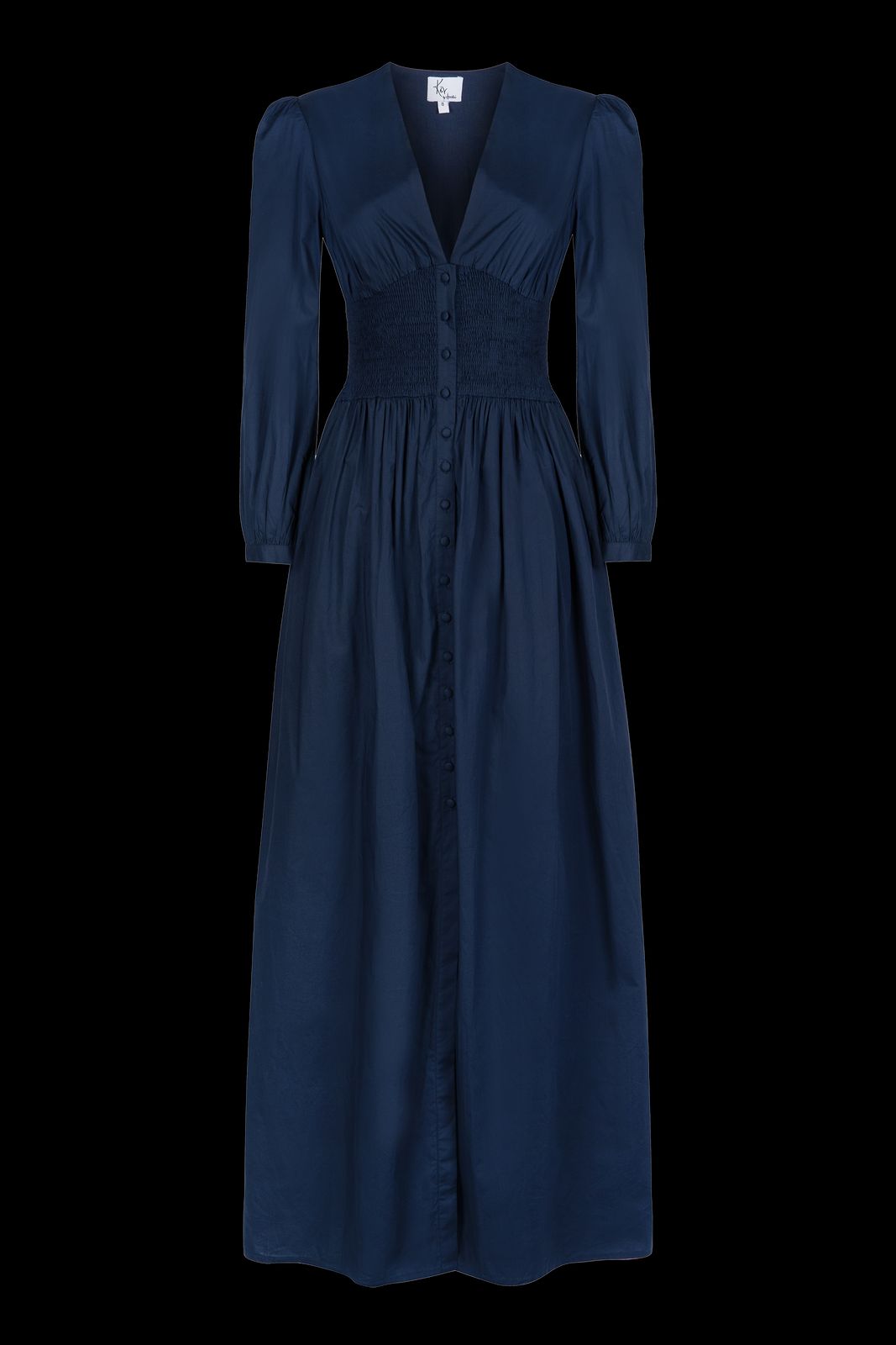 The Kōr Organic Cotton Maxi Dress In Navy