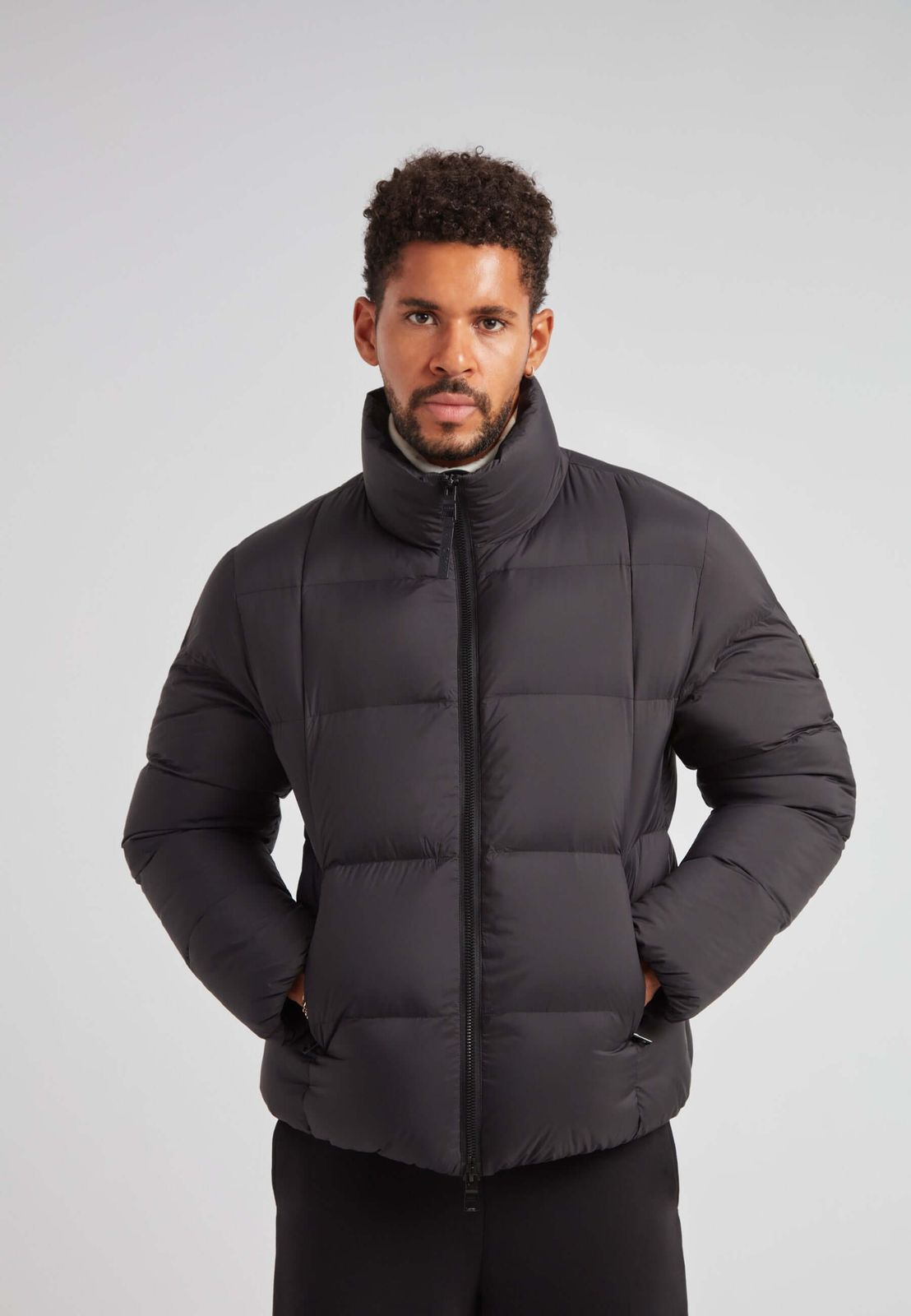 Cloud Lightweight Puffer Racer Jacket Black