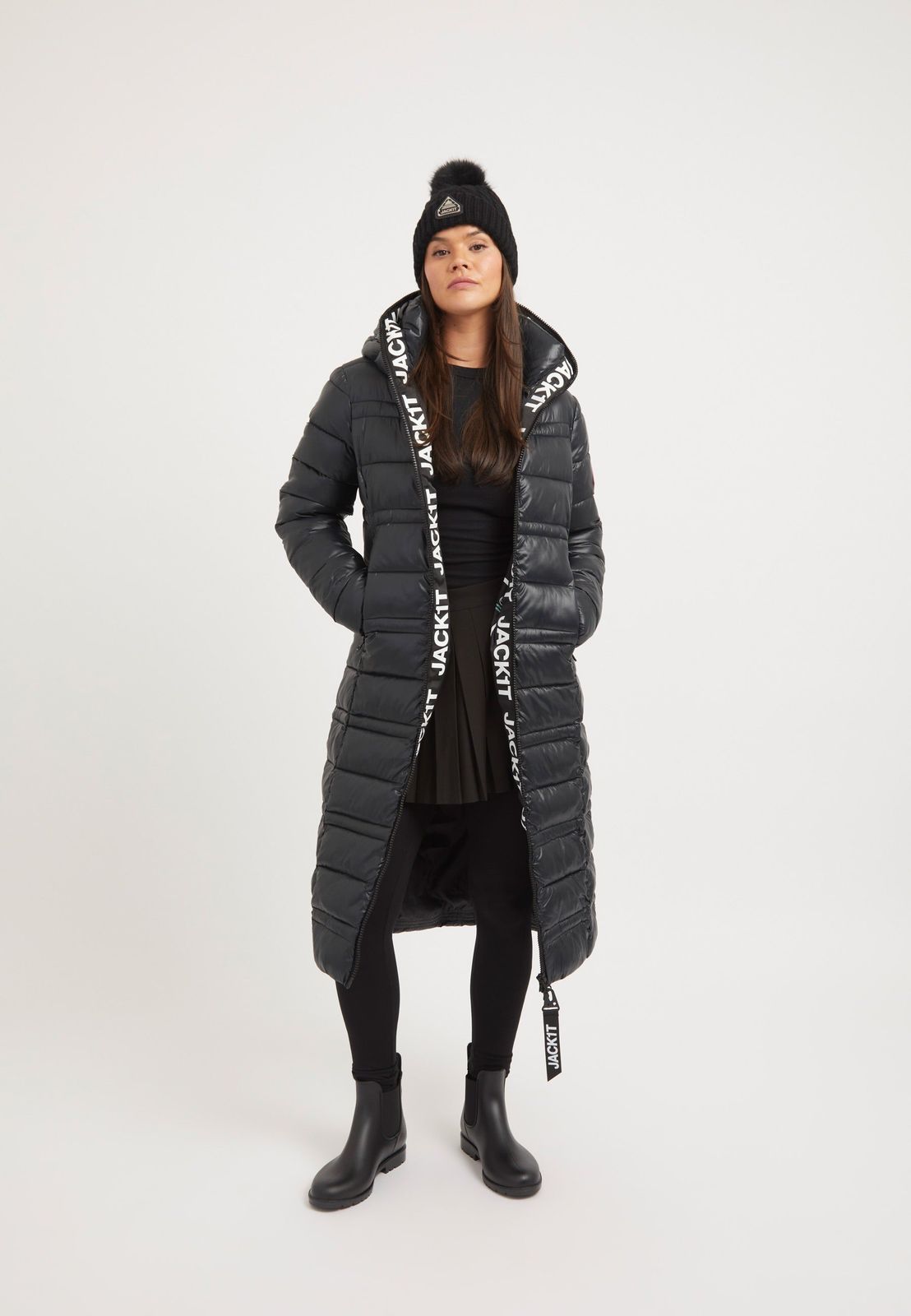 R4D Extra Long Straight Baffle Coat Black