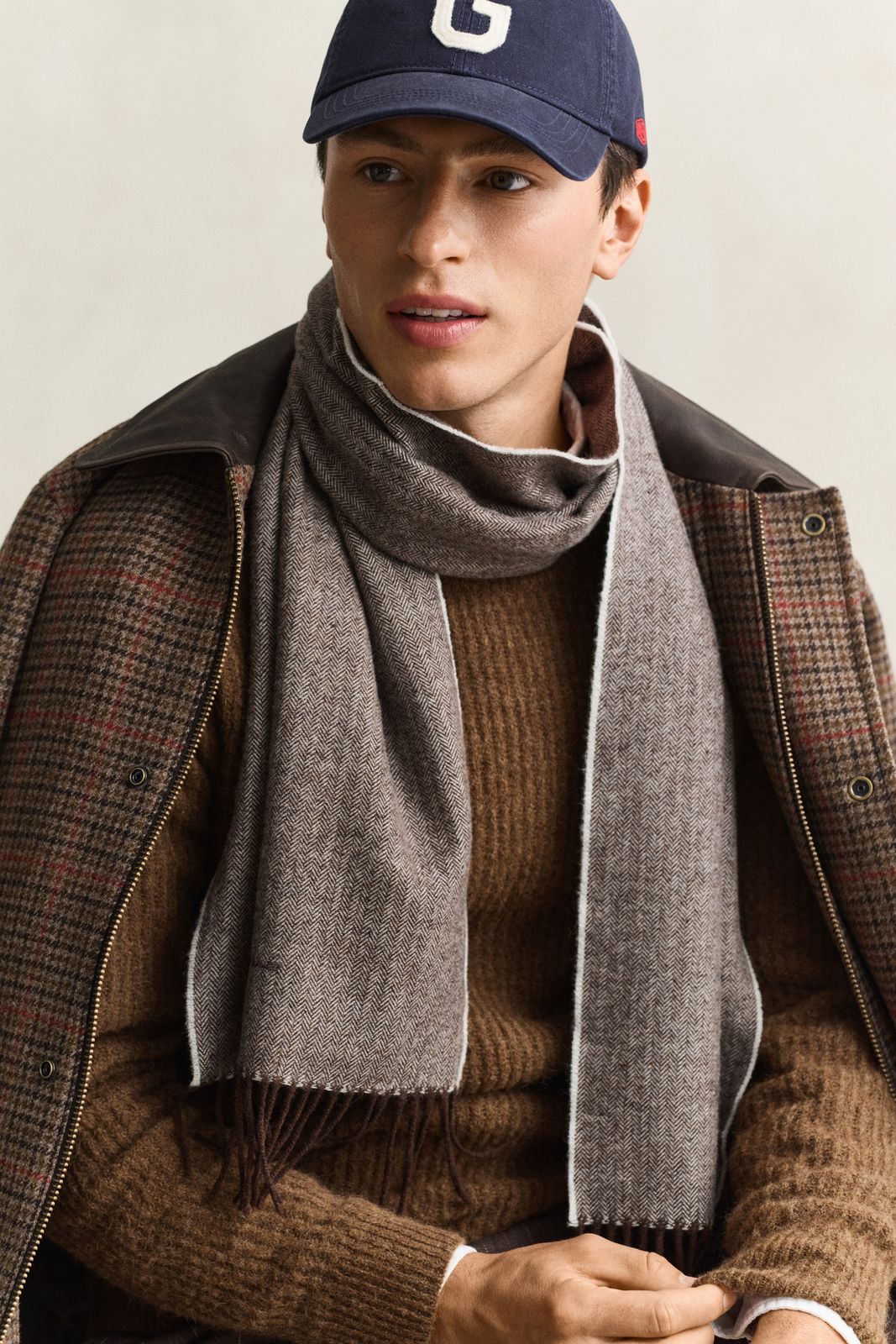 Herringbone Scarf - RICH BROWN