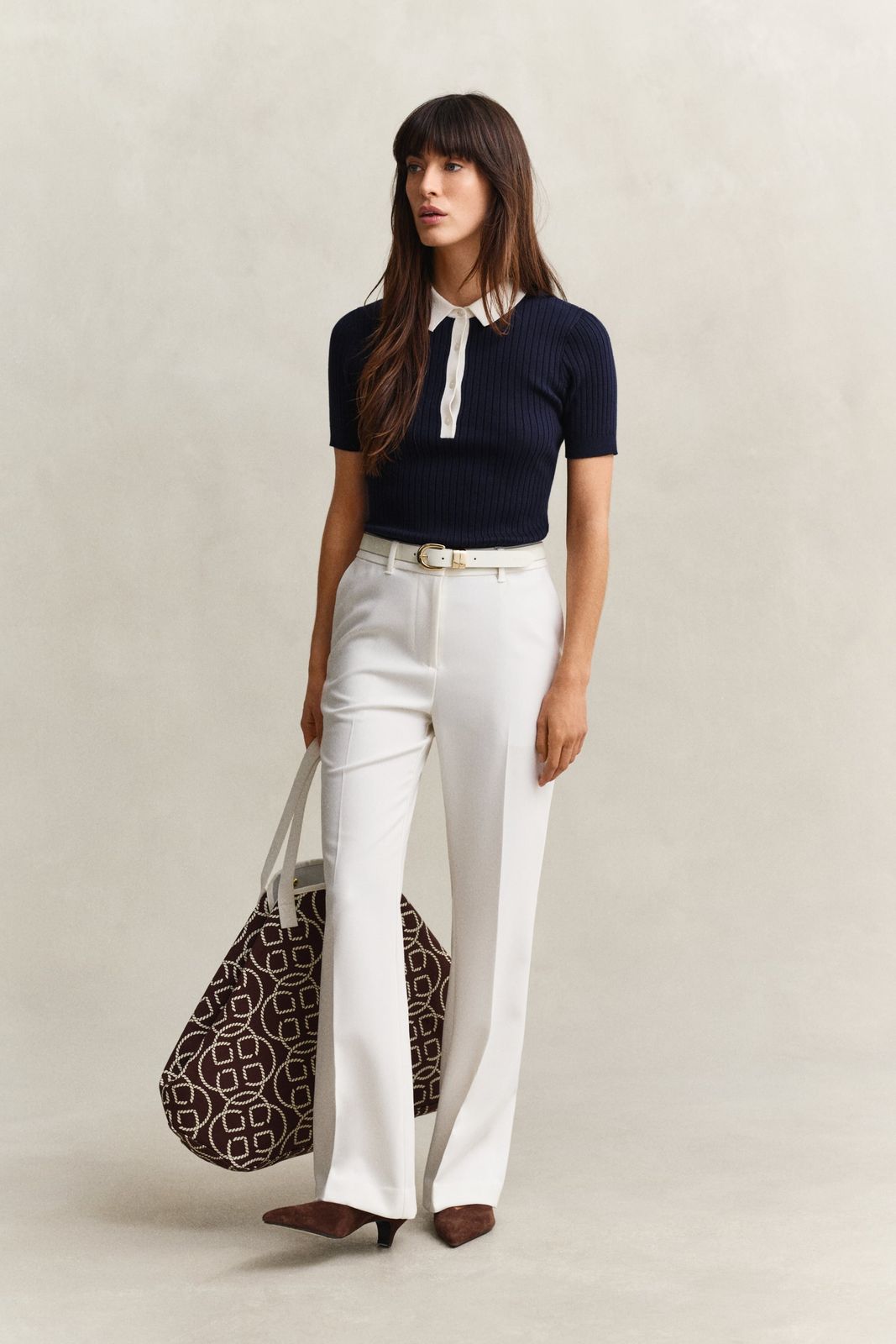 Slim Flared Slacks - EVENING BLUE