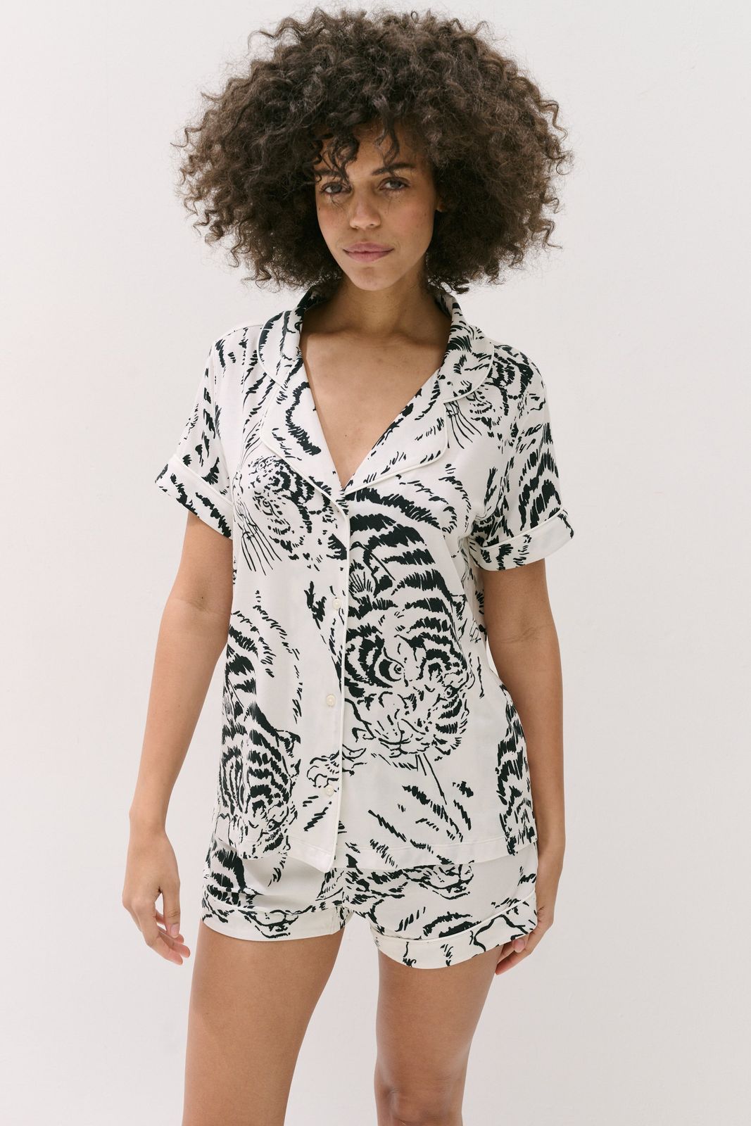 Lyocell Jersey Short Pyjama Set Tigress Cream