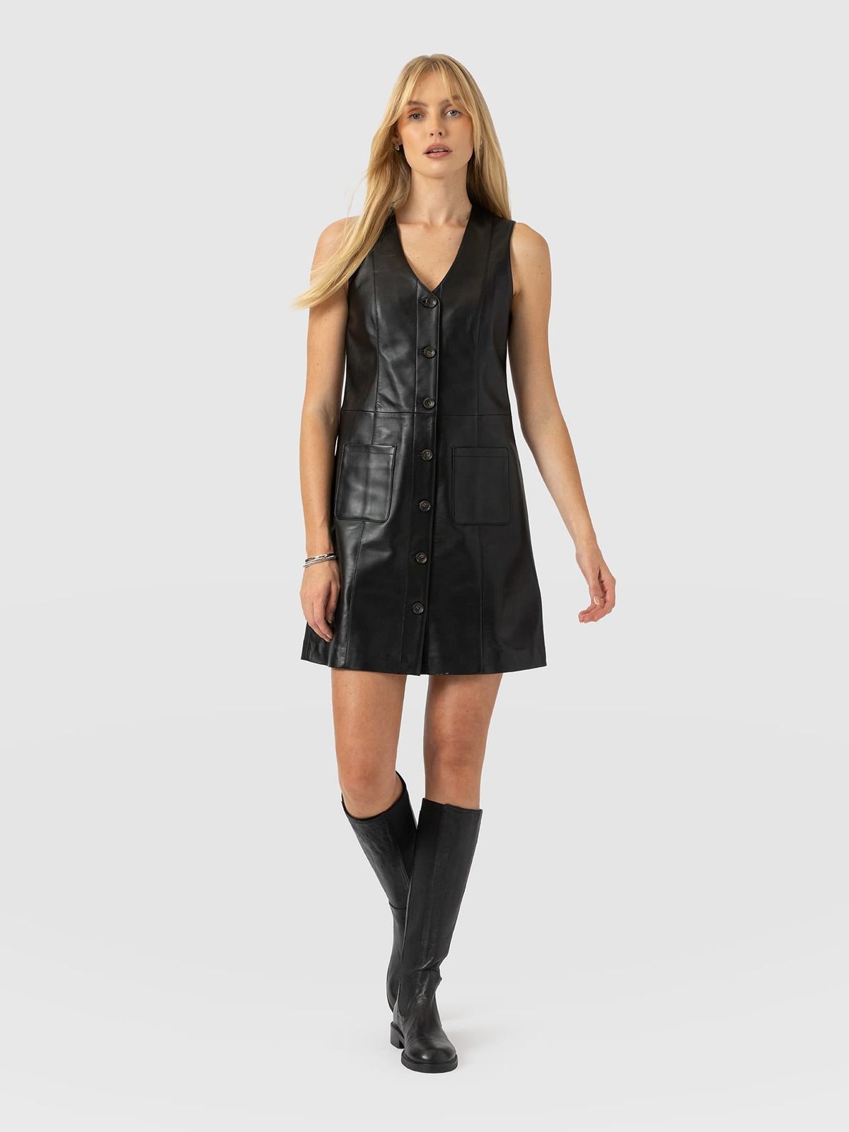 Luther Mini Dress - Black Leather