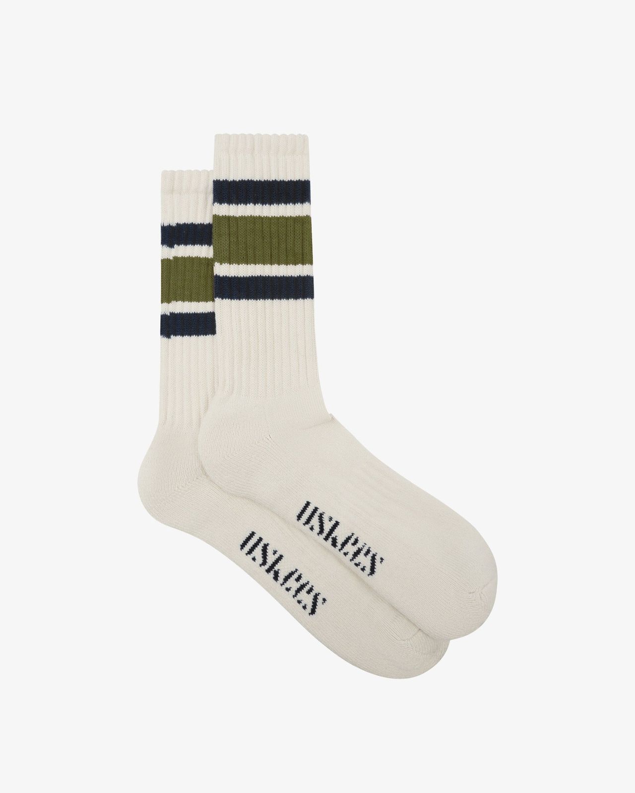4011 College Stripe Socks In Olive