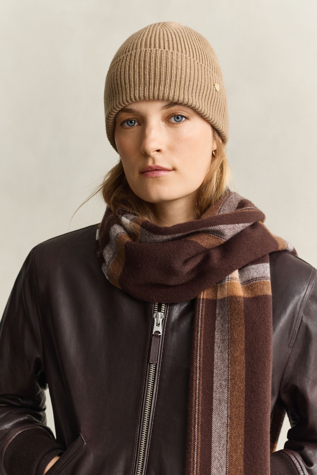 Ribbed Wool Beanie - WARM KHAKI