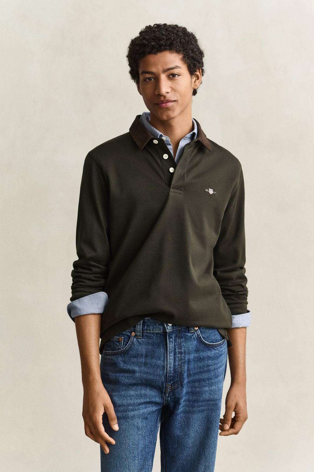Corduroy Collar Rugger - DEEP GRAPE WINE
