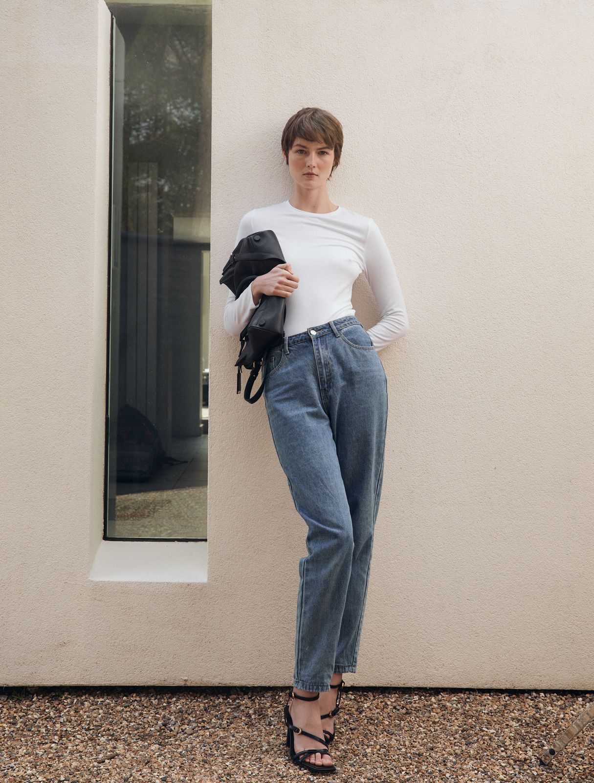 Lightweight Cotton Long Sleeve T-Shirt in White