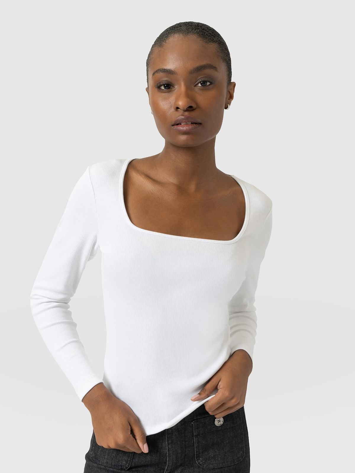 Sloane Ribbed Top - White