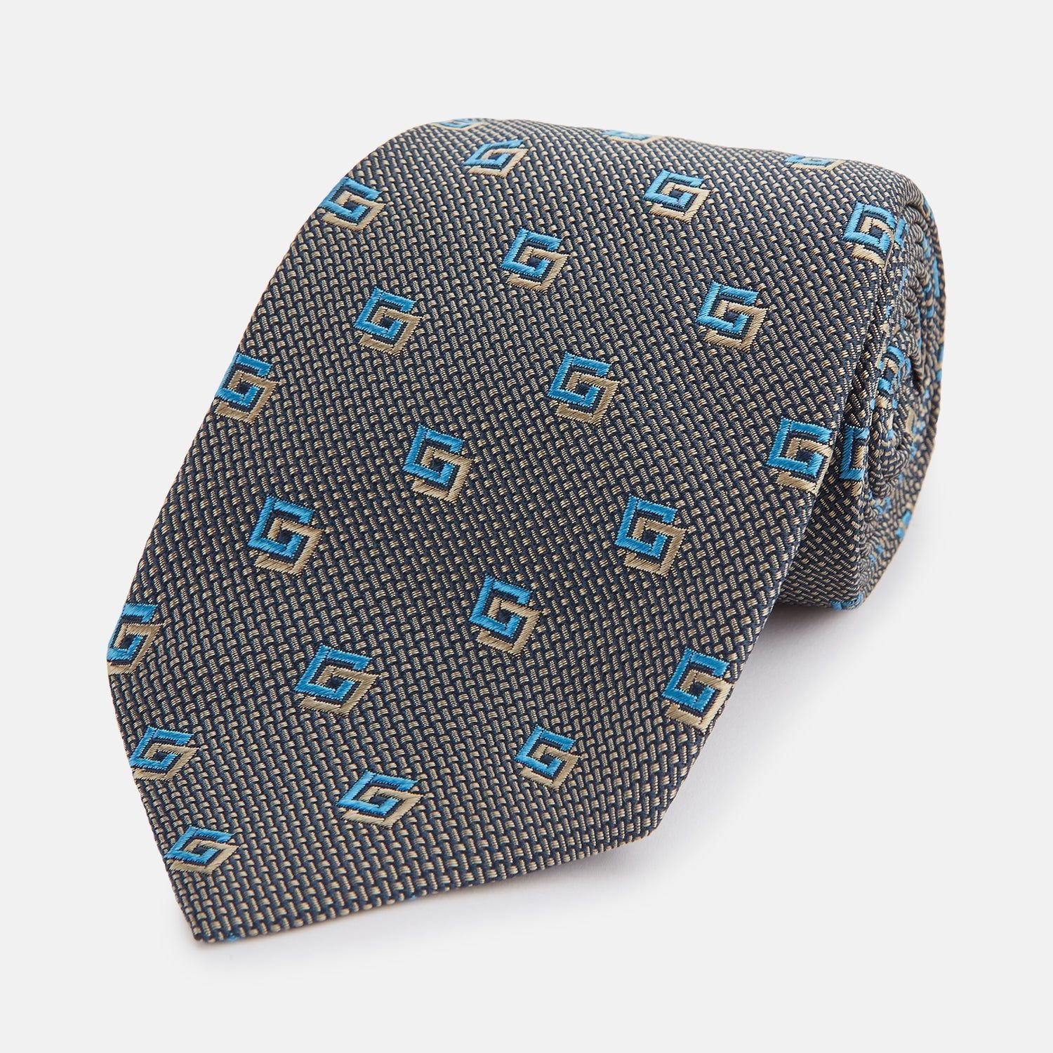 Blue And Gold Silk Tie