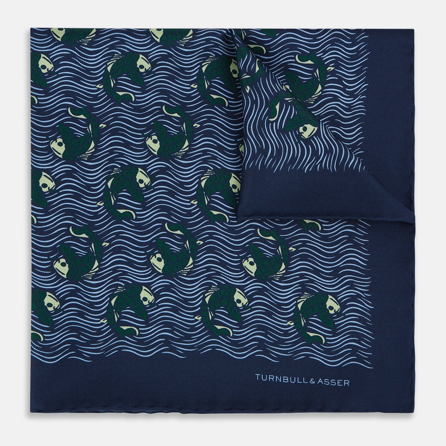 Navy Blue Wave Silk Pocket Square