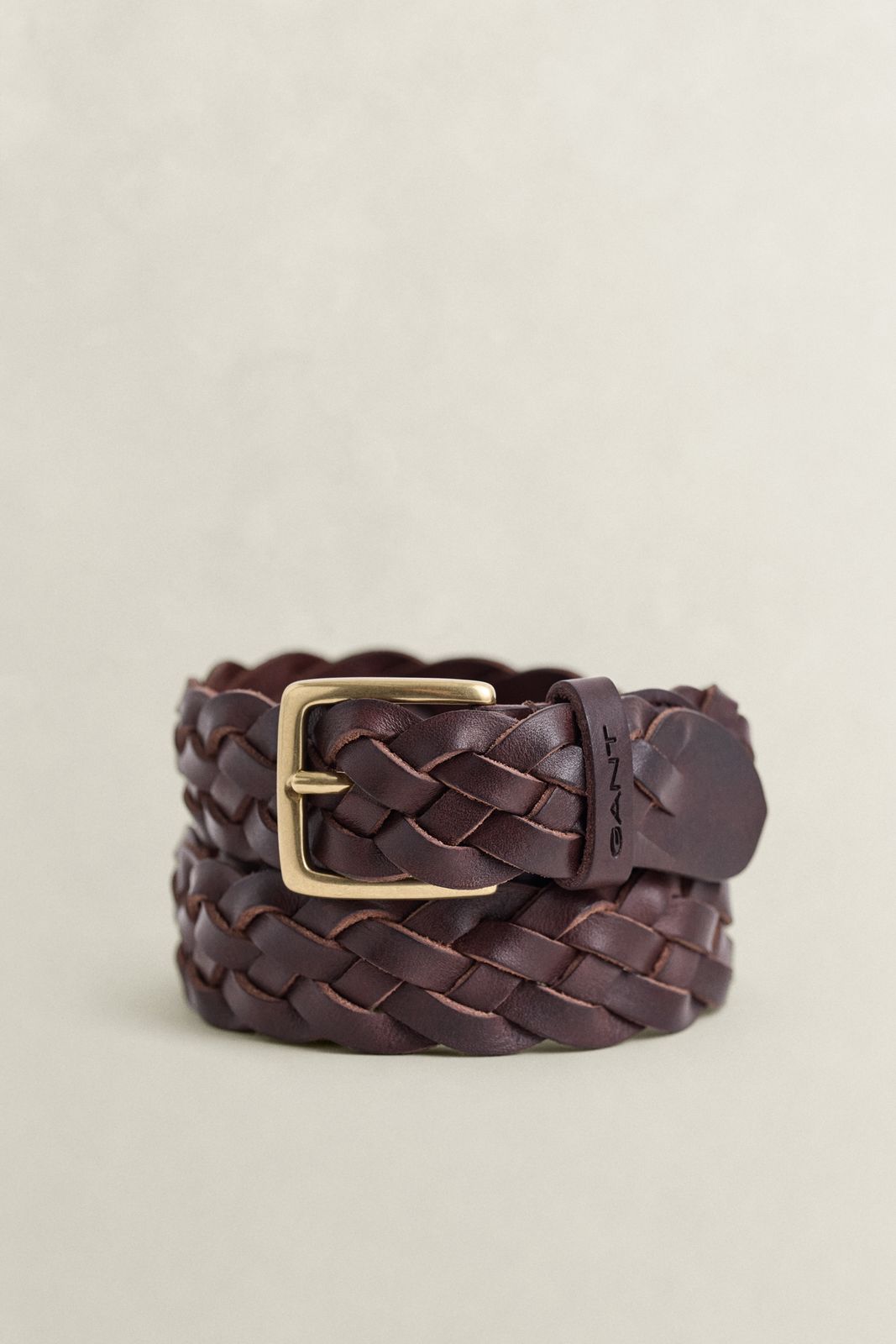 Braided Leather Belt - RICH BROWN