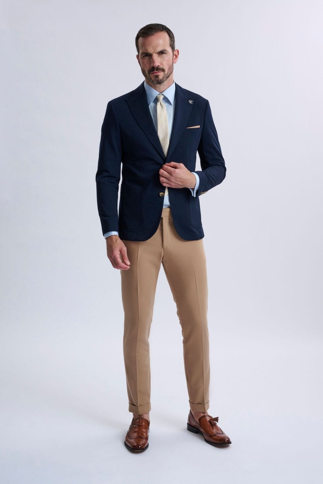 Marcello Single-breasted Blazer With Camel Trousers