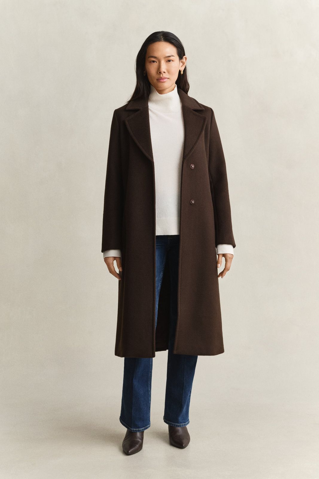 Belted Wool Blend Coat - EVENING BLUE