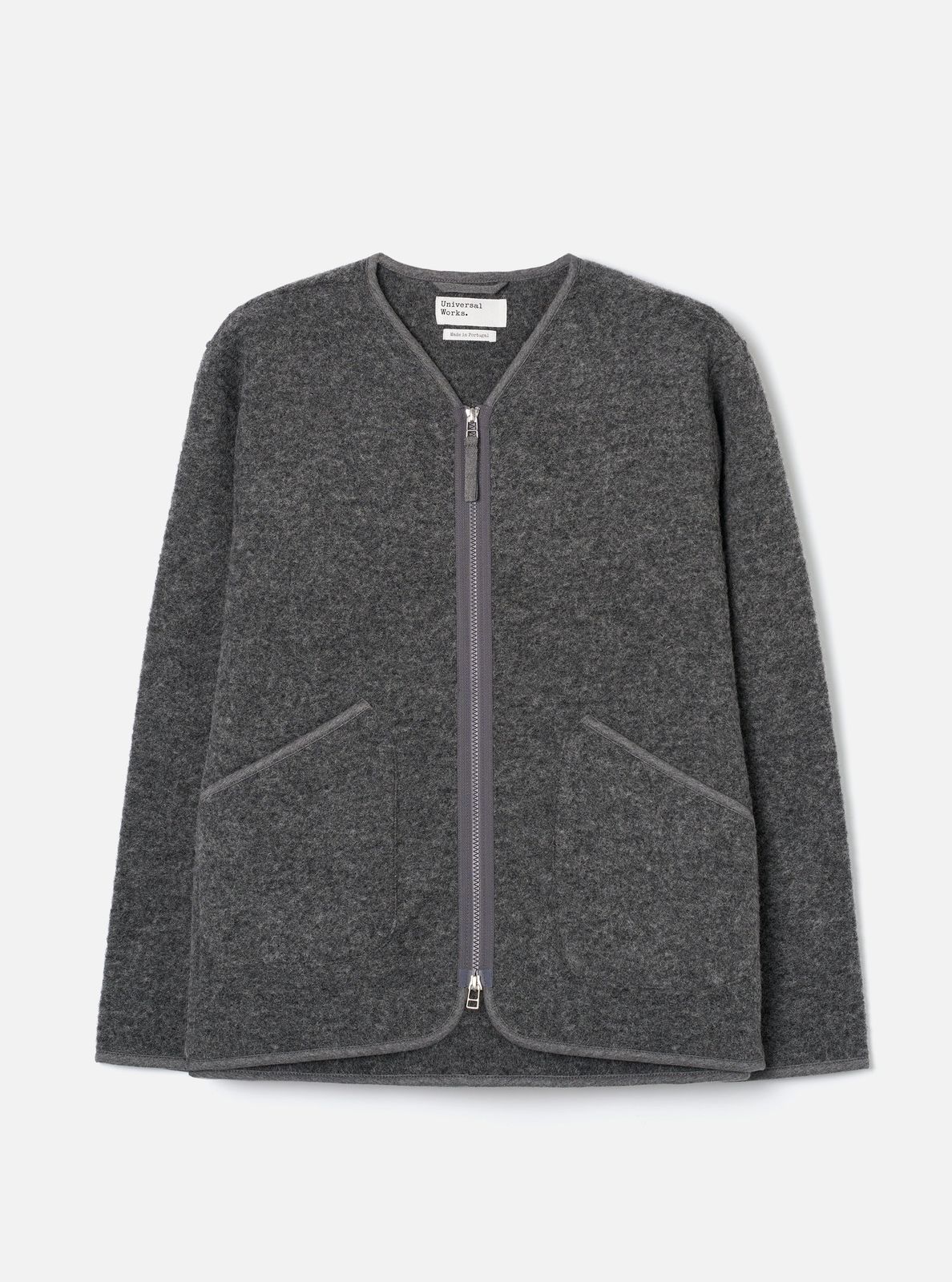 Grey Marl Wool Fleece Zip Liner Jacket