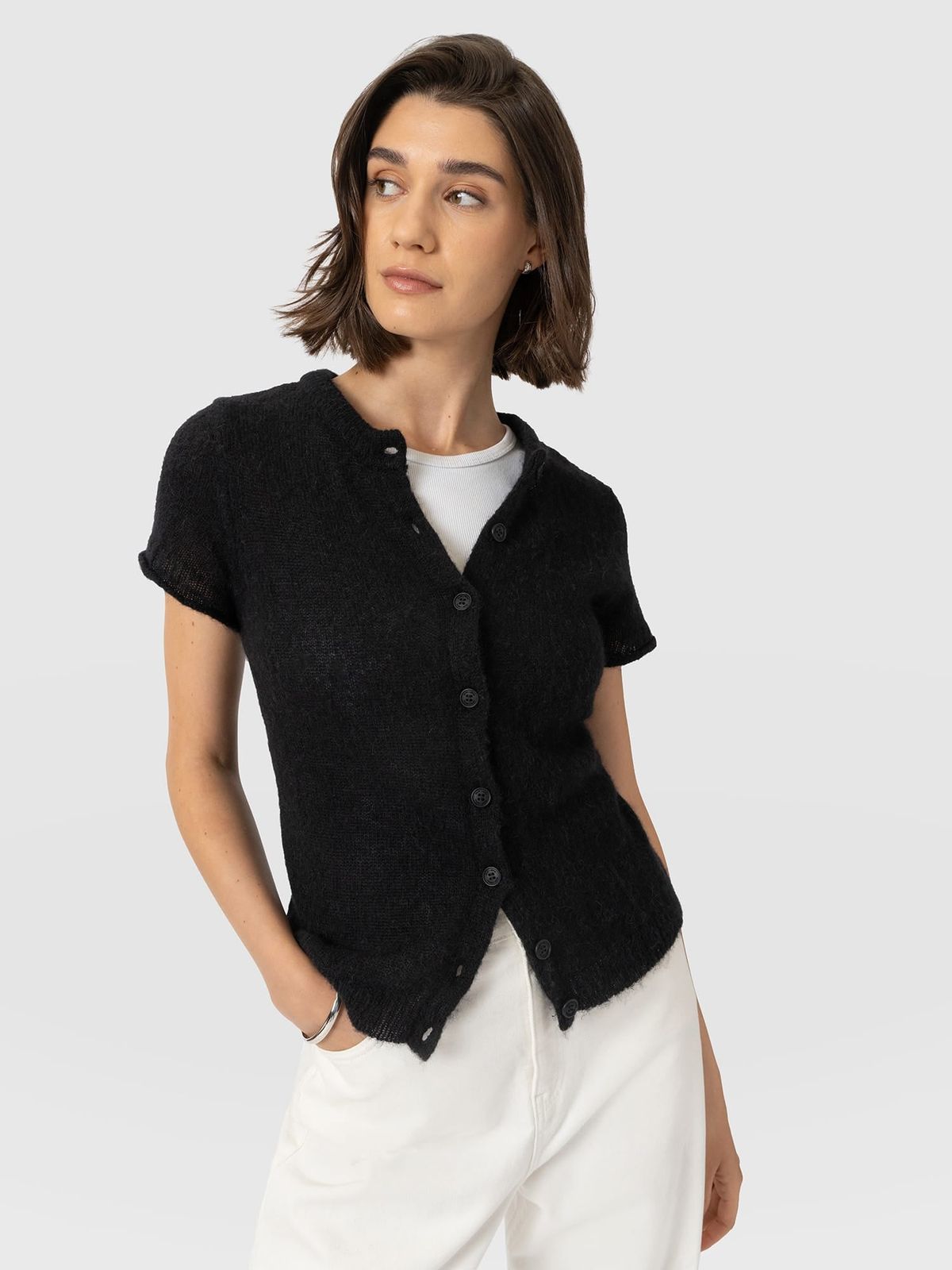 Ariella Short Sleeve Cardigan - Black