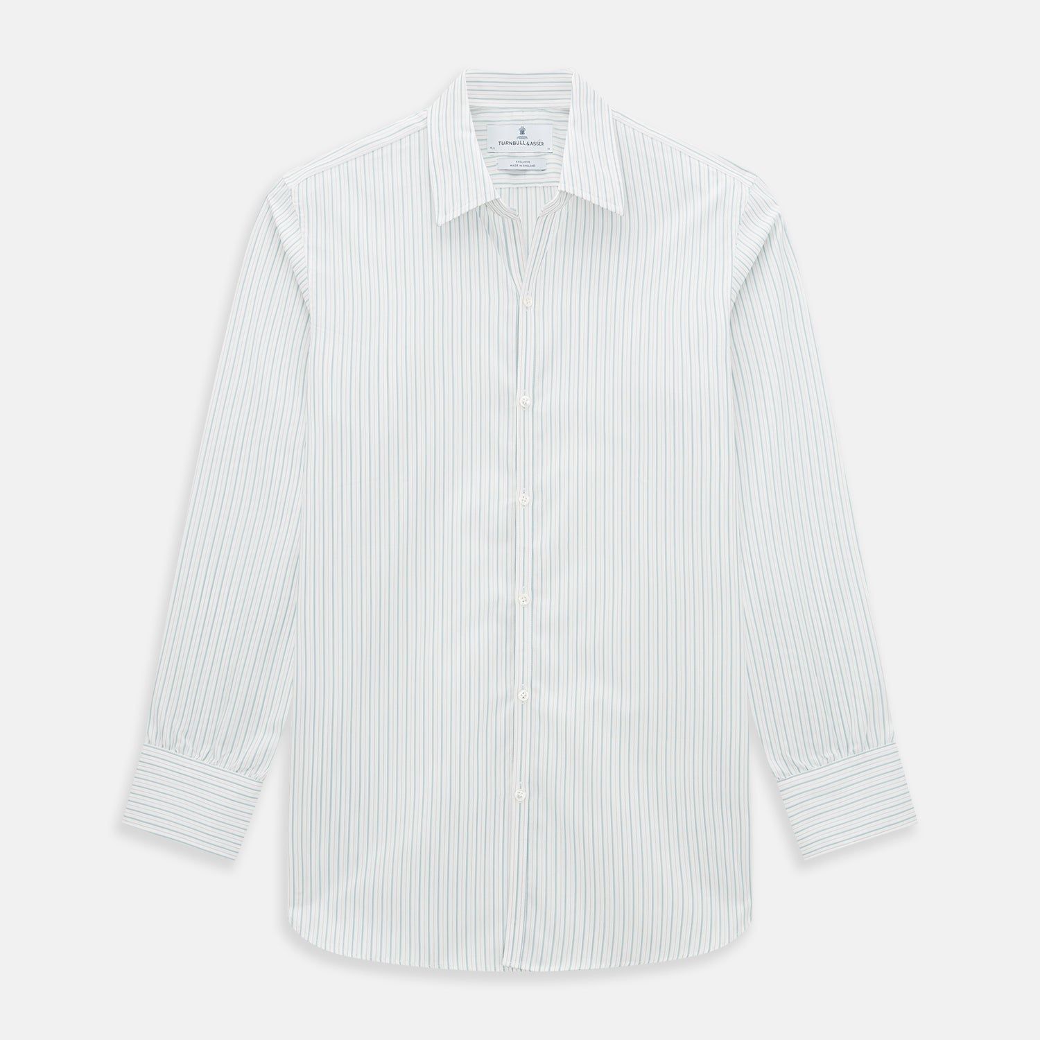 Turquoise And Red Ticking Stripe Windsor Shirt