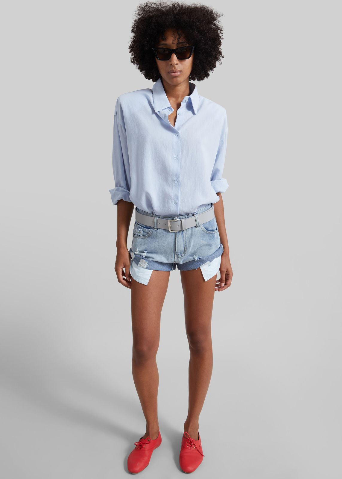 Oleron Distressed Denim Mini Shorts - Light Wash