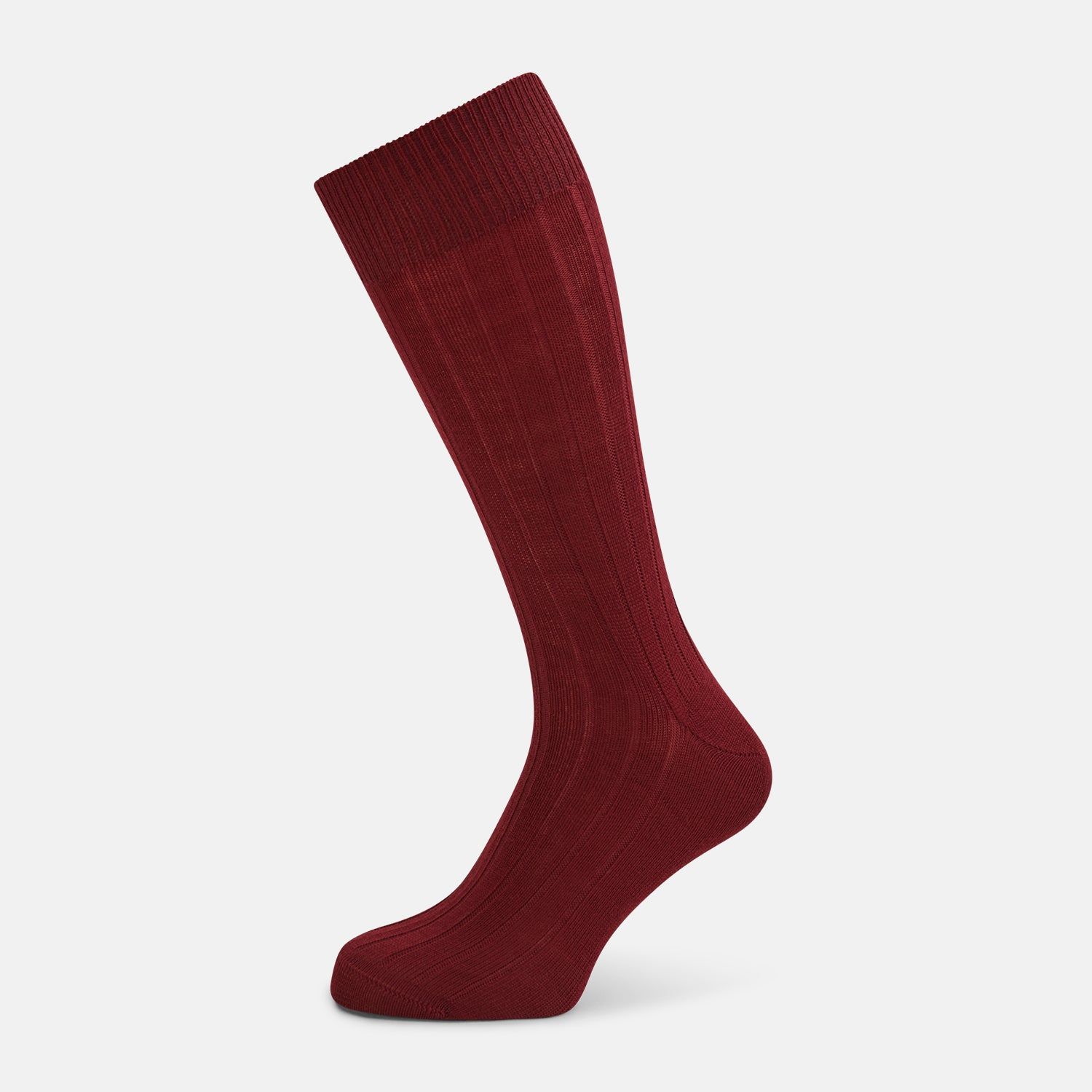 Burgundy Ribbed Wool Mid-length Socks