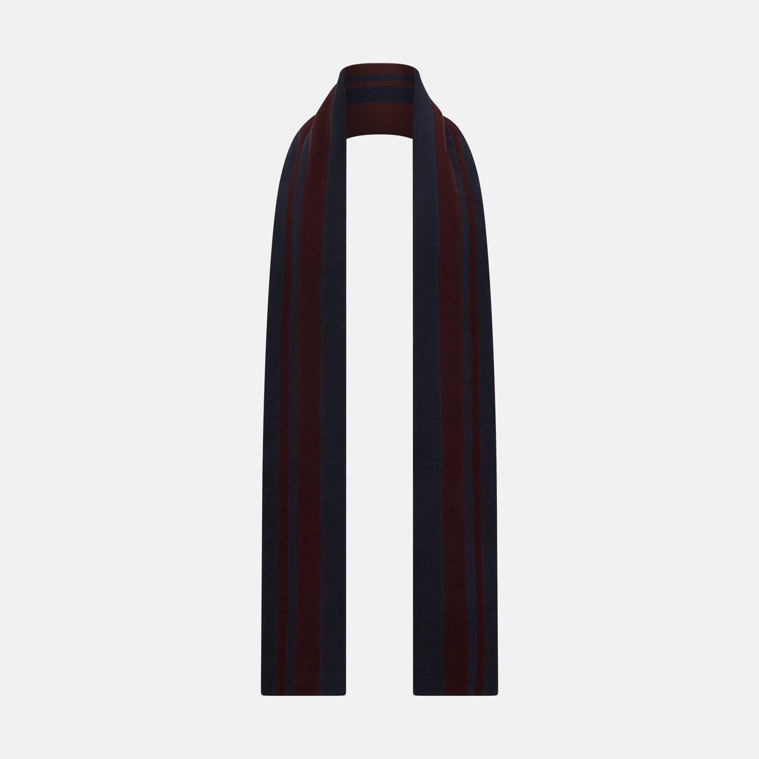 Navy And Burgundy Double-stripe Double-sided Corduroy Padded Scarf