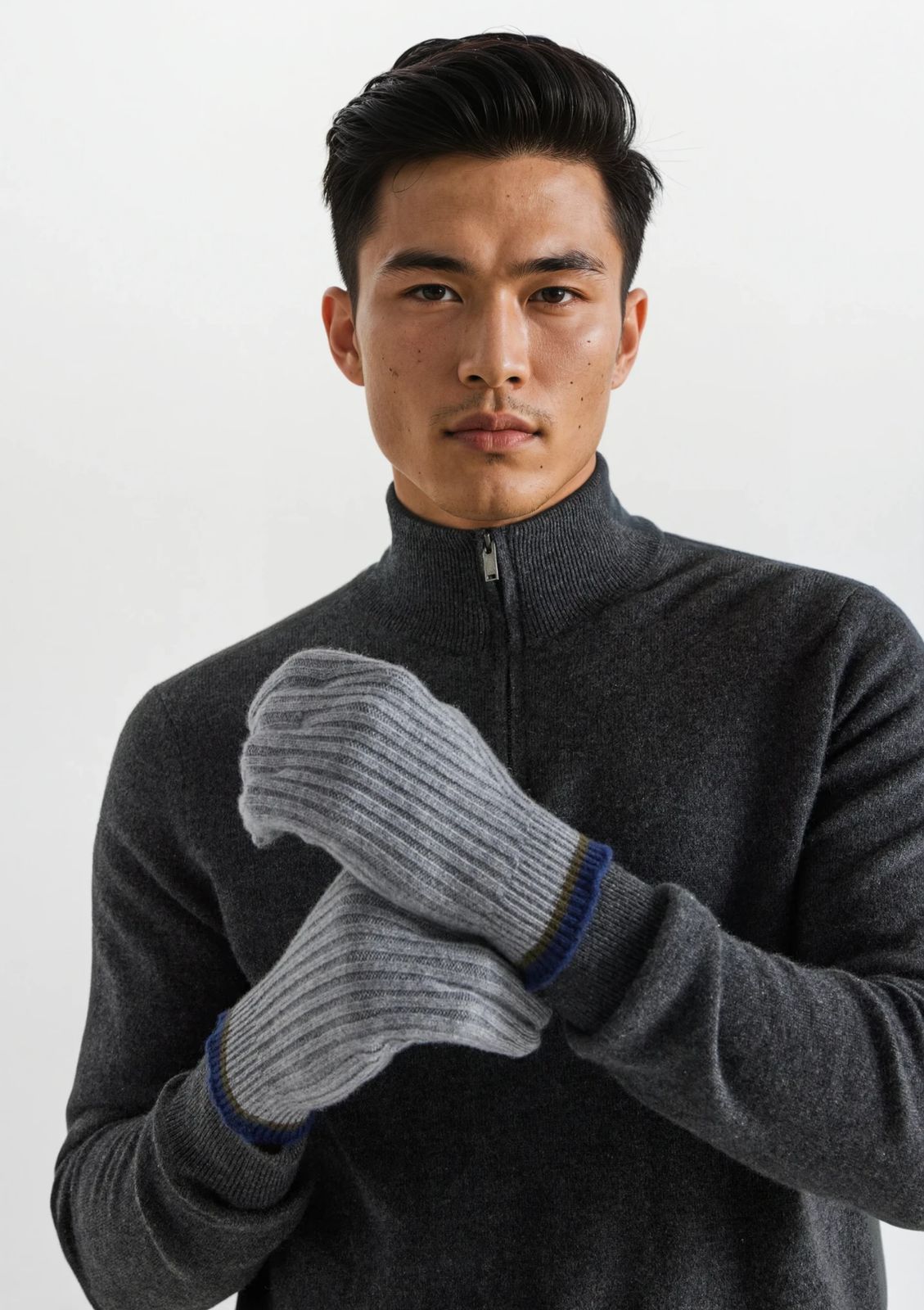 Mens Cashmere Gloves In Derby Grey