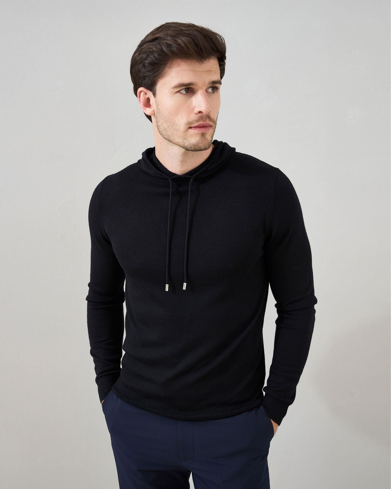 'sorrento' Merino Hoodie In Black