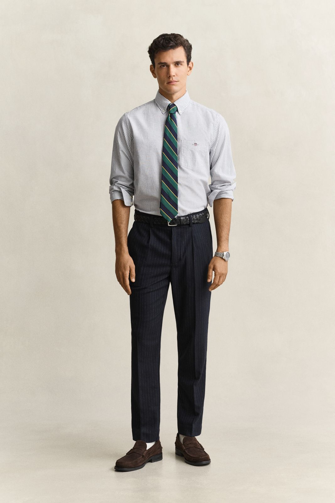 Tapered Wool Flannel Pants - EVENING BLUE