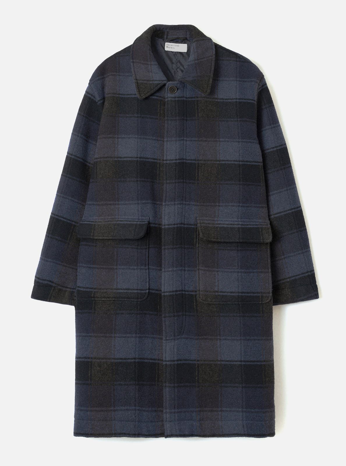 Navy/brown Berlin Wool Check Account Coat