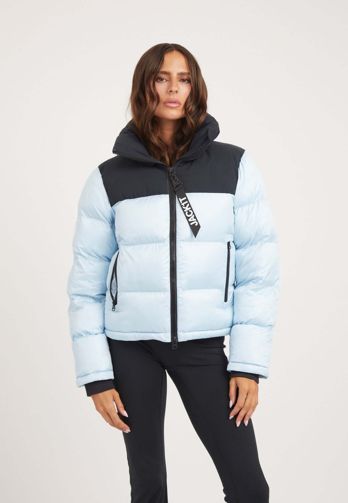 Diamond Funnel Jacket Powder Blue Black