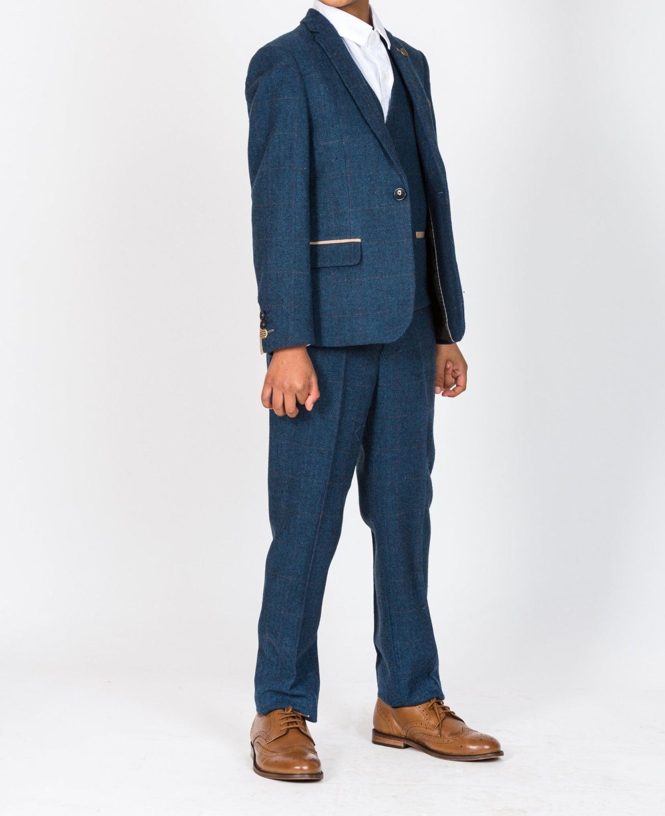 Marc Darcy Dion Blue Checked Children's Tweed Suit