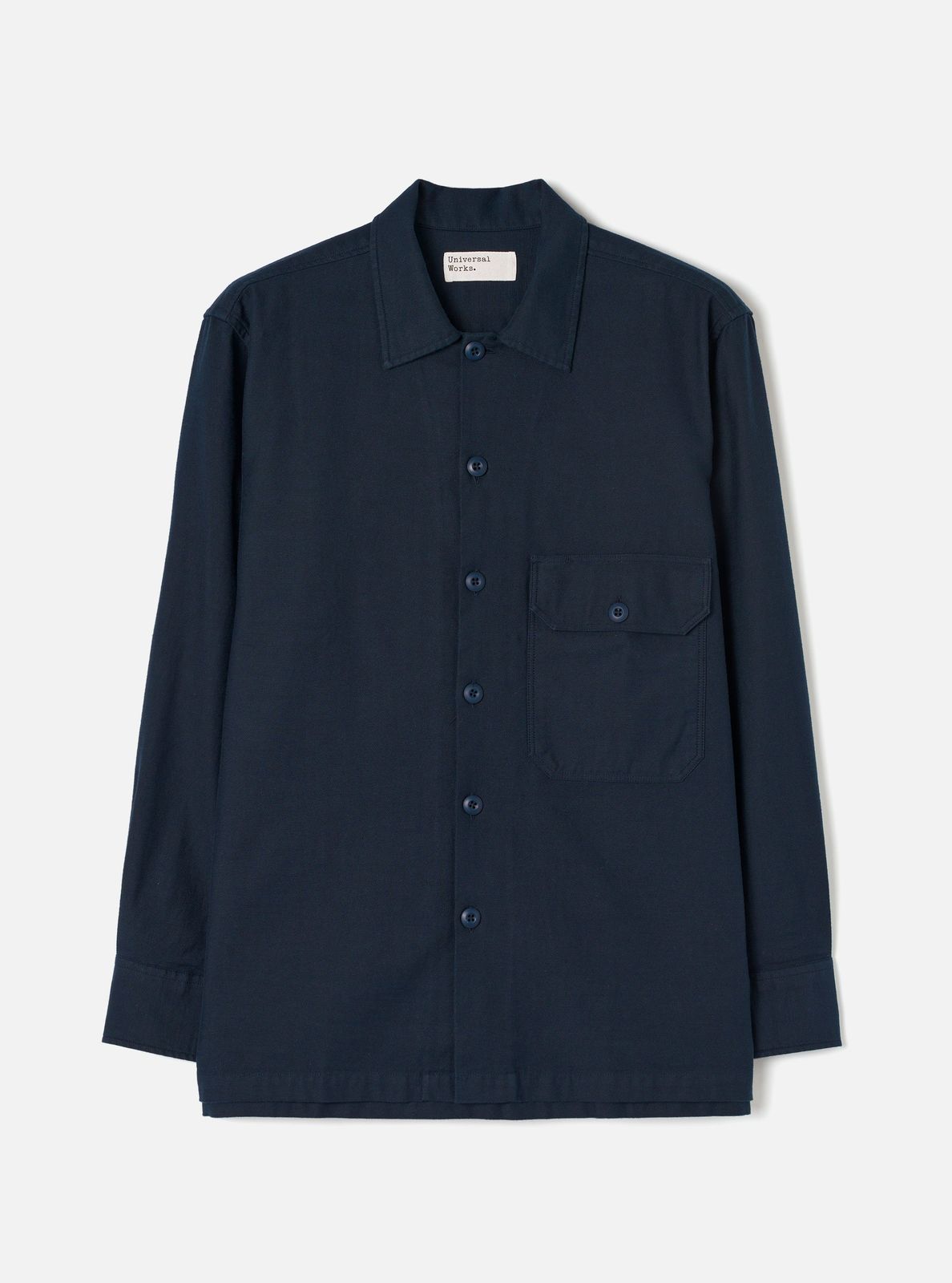 Navy Slub Sateen Fatigue Shirt