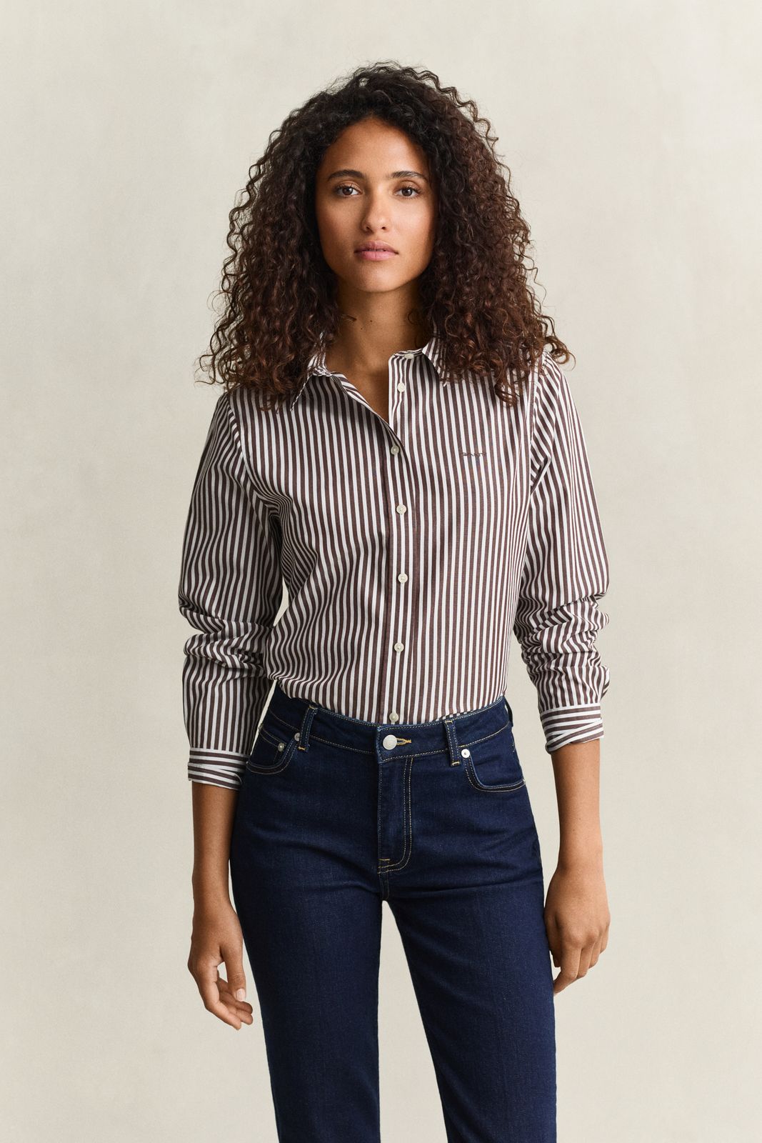 Classic Regular Striped Poplin Shirt - RUBY RED